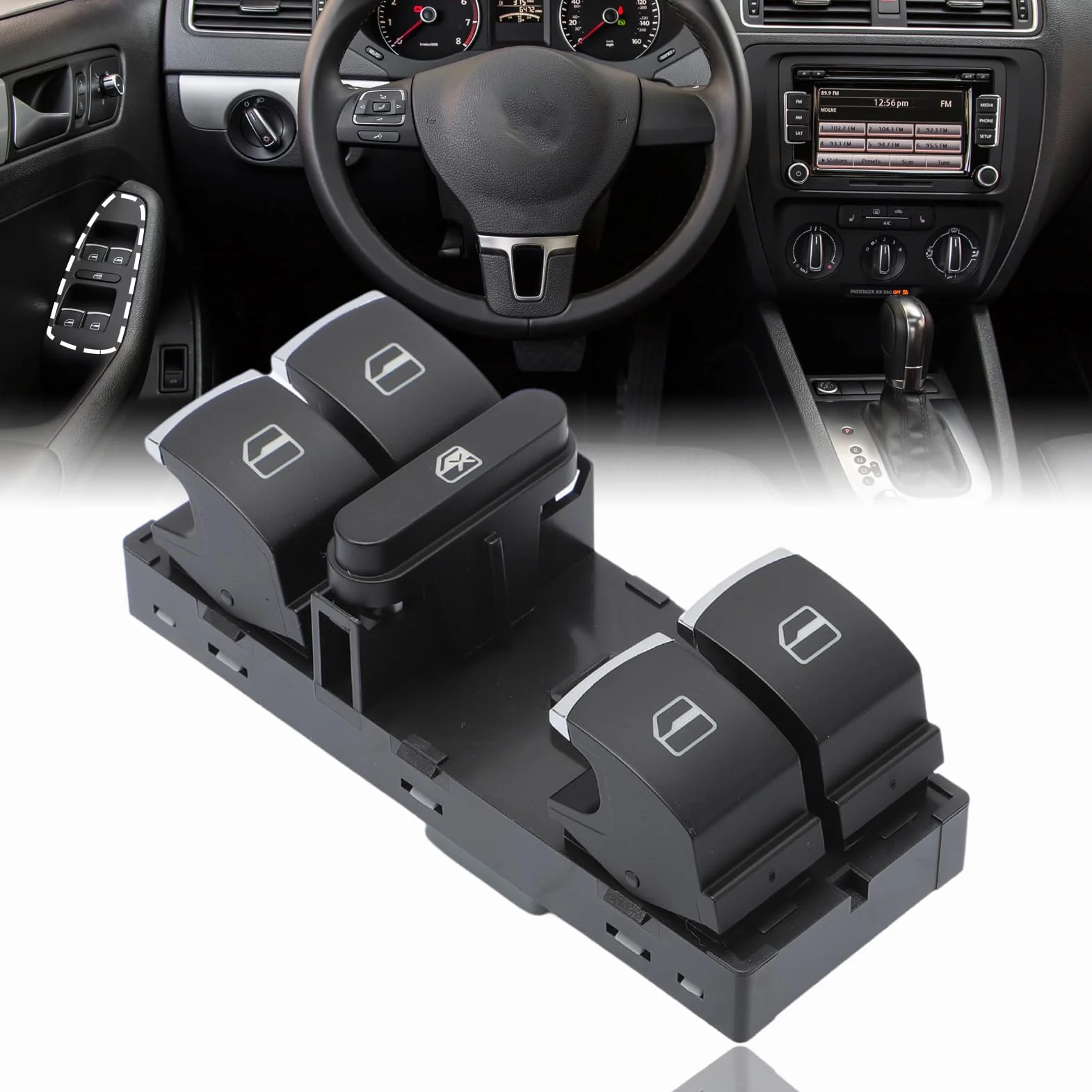 Interruttore Pulsantiera Alzacristalli per Golf 6 Je-tta 5ND959857,Electric Power Pulsante Interruttore Finestra per Polo Passat Caddy Tiguan Touran 5K4959857