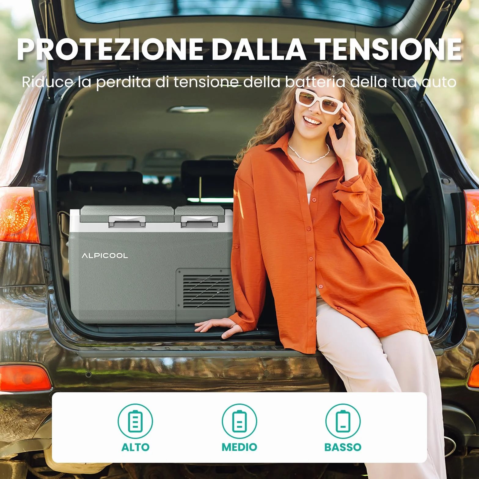 Alpicool KLS38 Frigo per Auto 31L con APP, 2026 Doppia Zona Frigorifero Portatile Elettrico 12/24V DC 100~240 V AC,Frigo Portatile per Camion Viaggio Picnic,-20℃-20 ℃,con Scomparto Ghiaccio,Verde
