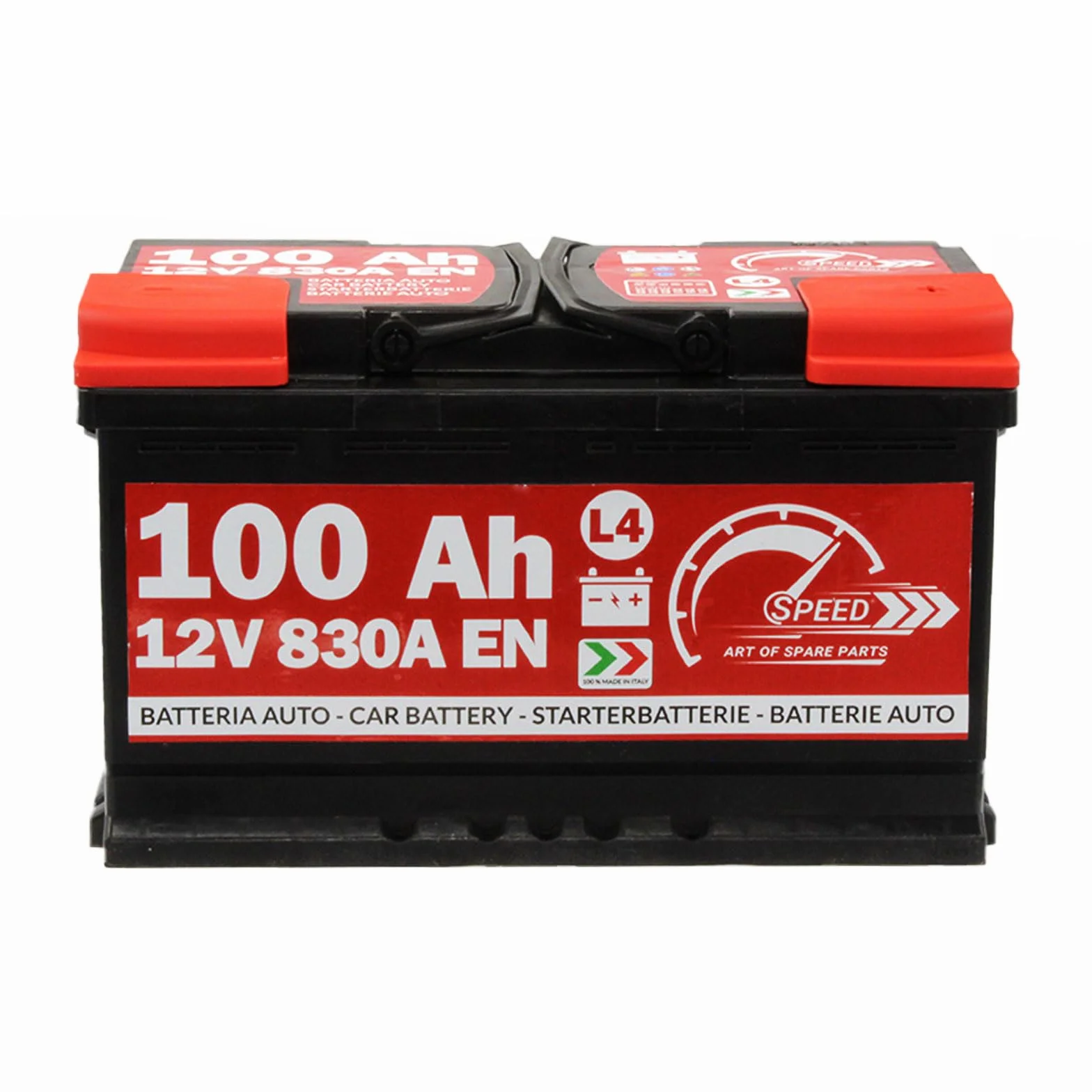 BATTERIA AVVIAMENTO AUTO ORIGINALE SPEED L4 100AH 12V 830A CON POLO POSITIVO A DESTRA