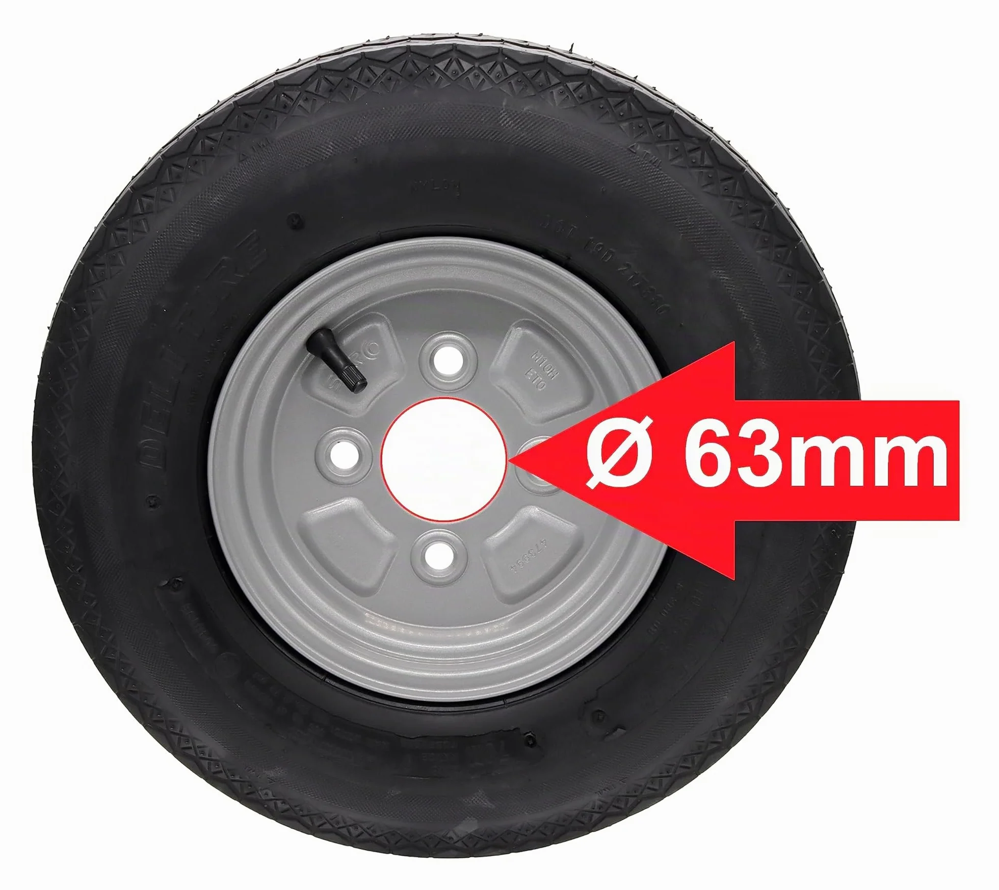 Ruota di ricambio per rimorchio Deli 4.00-8 4.80-8 4PR 62M per Stema DDR ruota completa grande foro centrale set o singolo 8 pollici