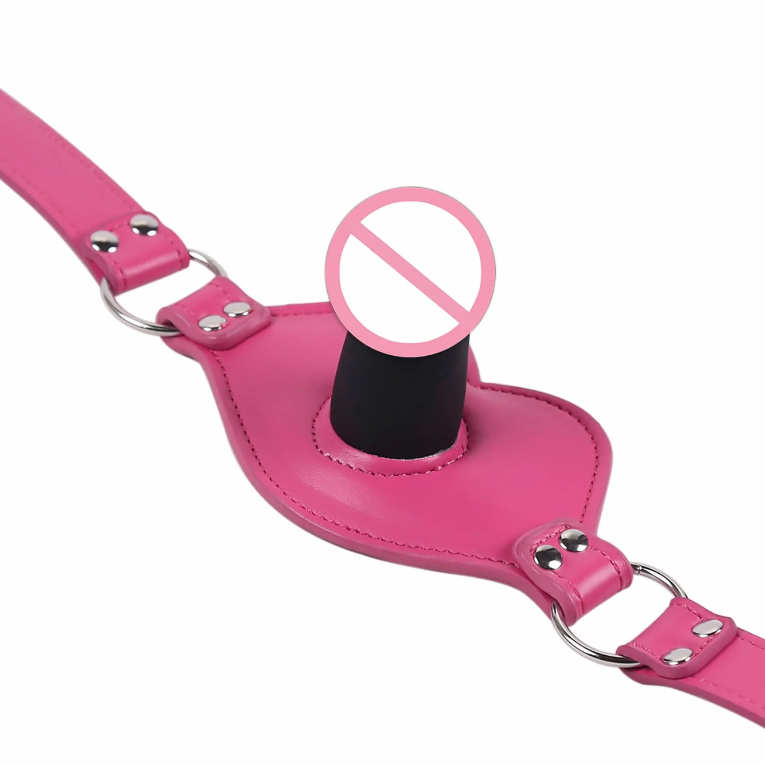 Gag Ball con Dildo in Silicone Regolabile Pelle Rosa Labbro Cinturino Chiusura Chiave SM Bondage Set Giocattolo Erotico