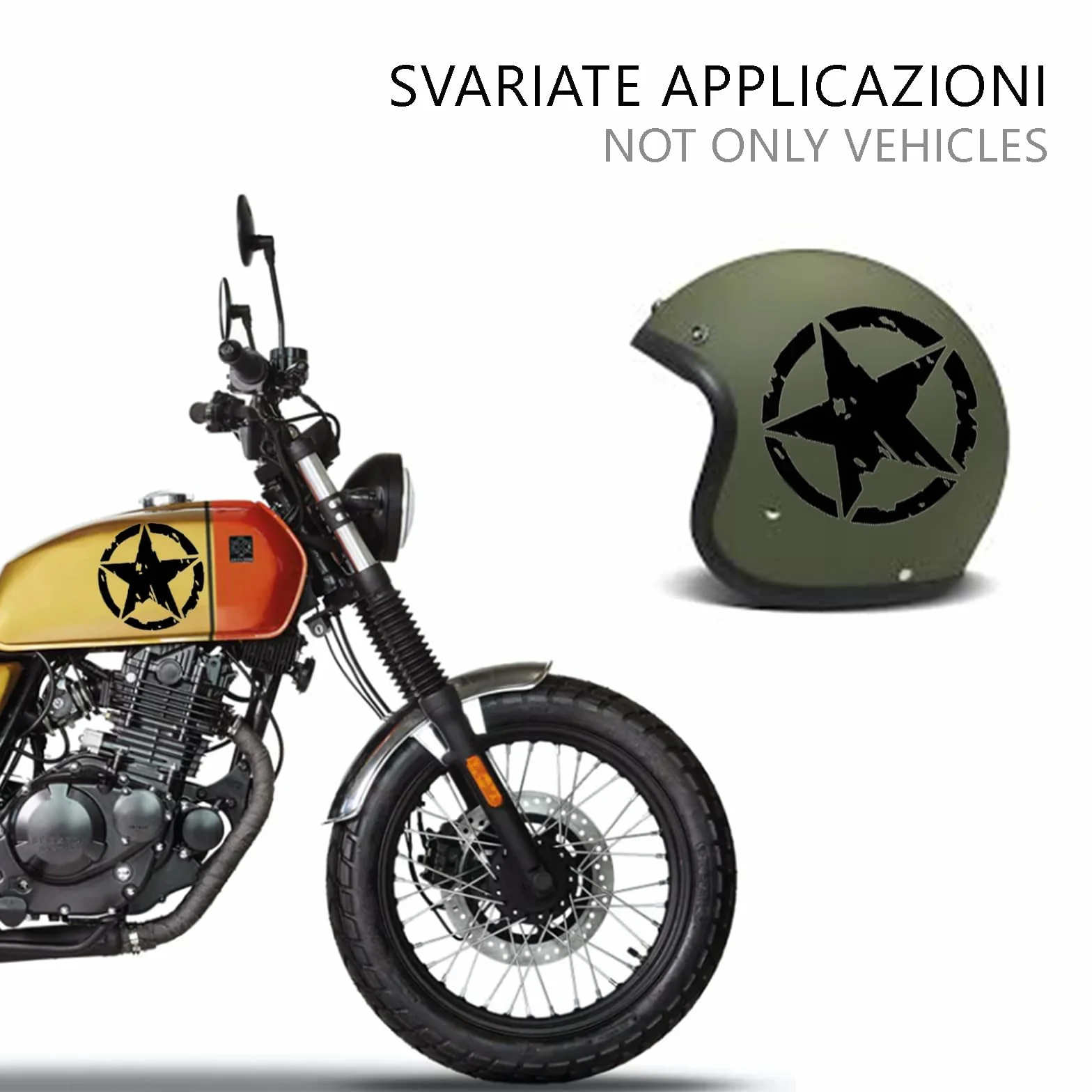 Adesivo Stella Militare Nera 4x4 Off Road Decalcomanie Auto Moto Fuoristrada 25cm 20cm 15cm 10cm