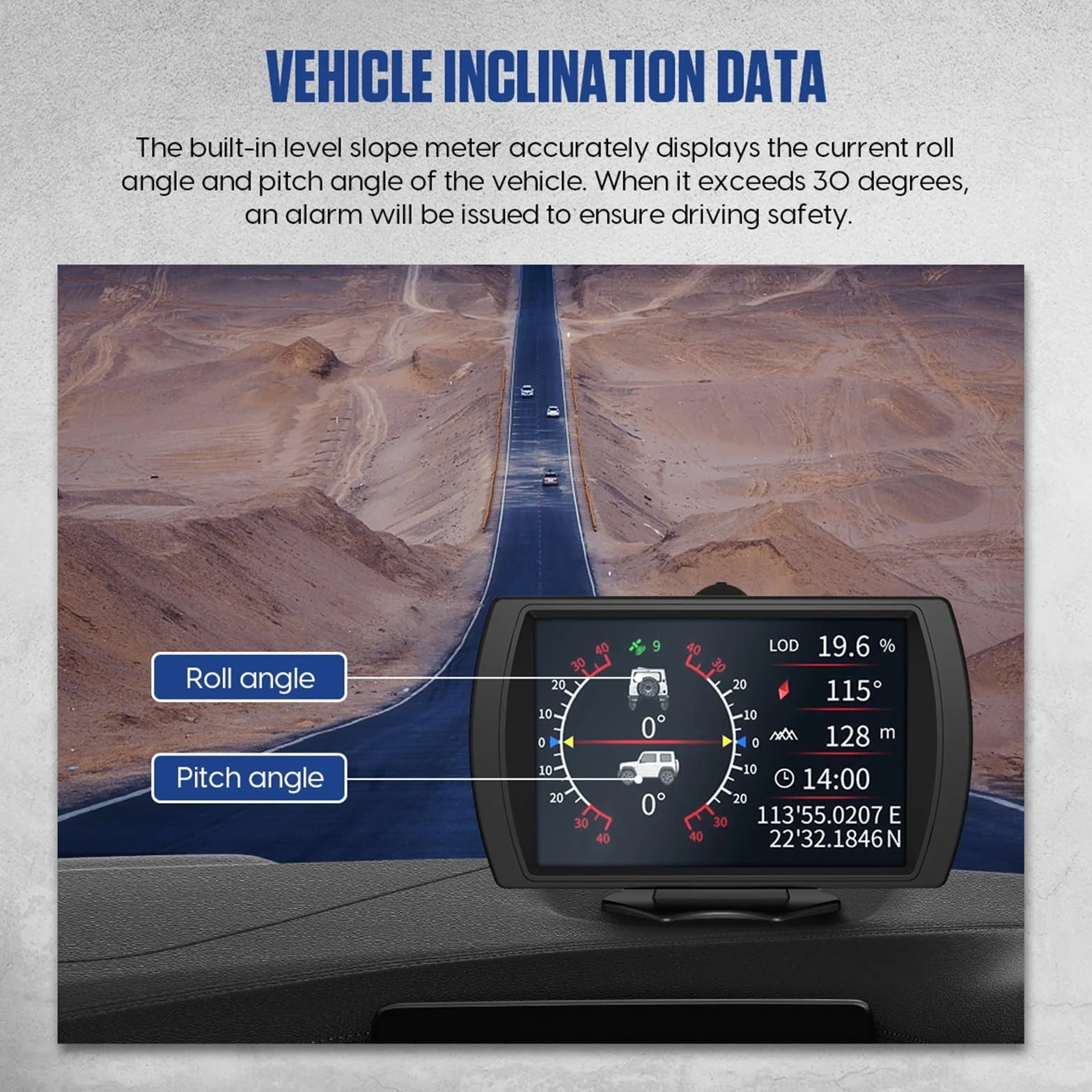 M90 Auto Offroad Monitor OBD-II e GPS Dual Mode HUD Tachimetro Contachilometri Dati di inclinazione Luminosità regolabile per tutti i veicoli