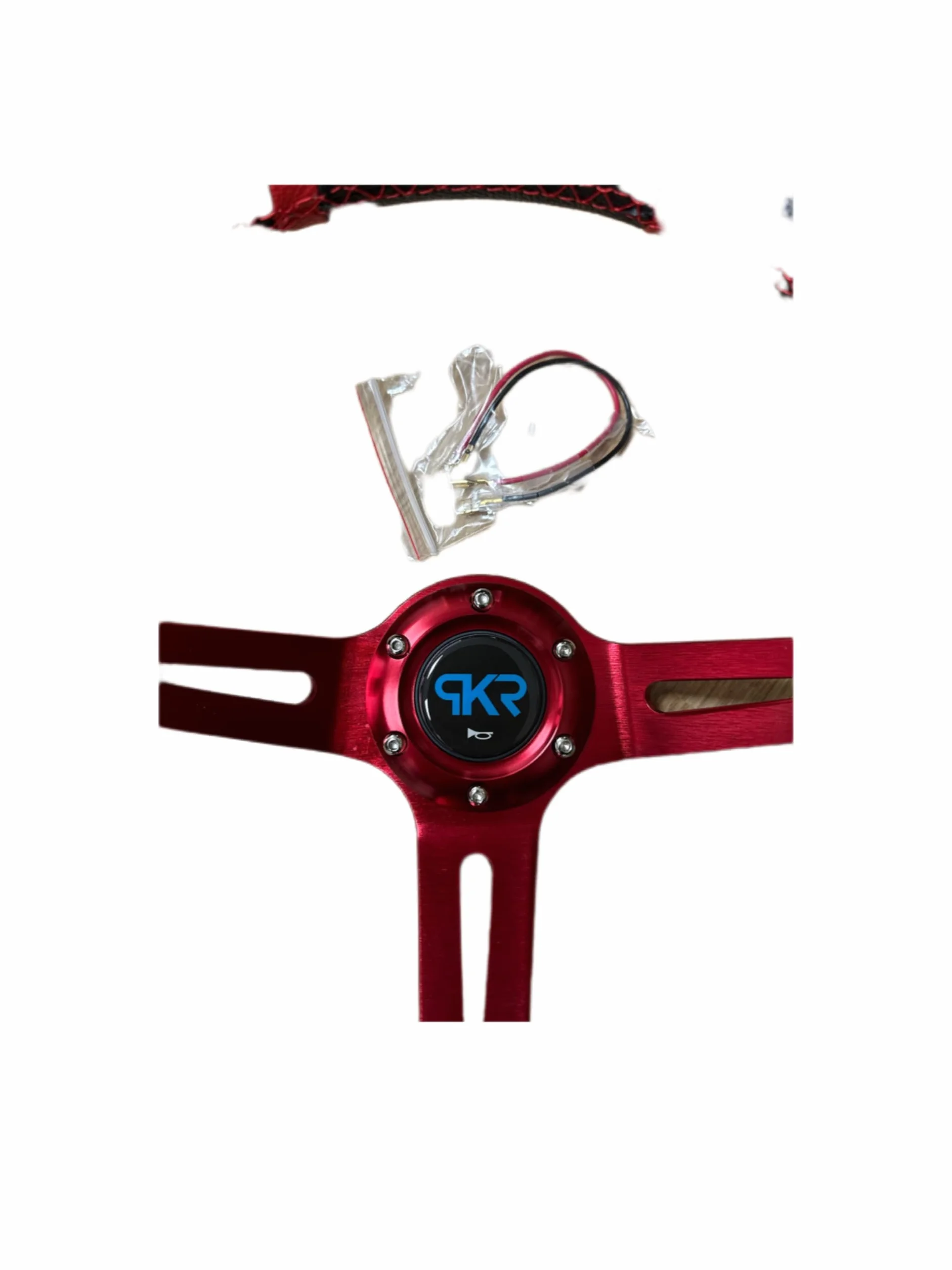 PKR VOLANTE SPORTIVO A CALICE NERO CON STRISCE ROSSE SPORTIVO UNIVERSALE AUTO RALLY SPORT GARE RADUNI TUNING
