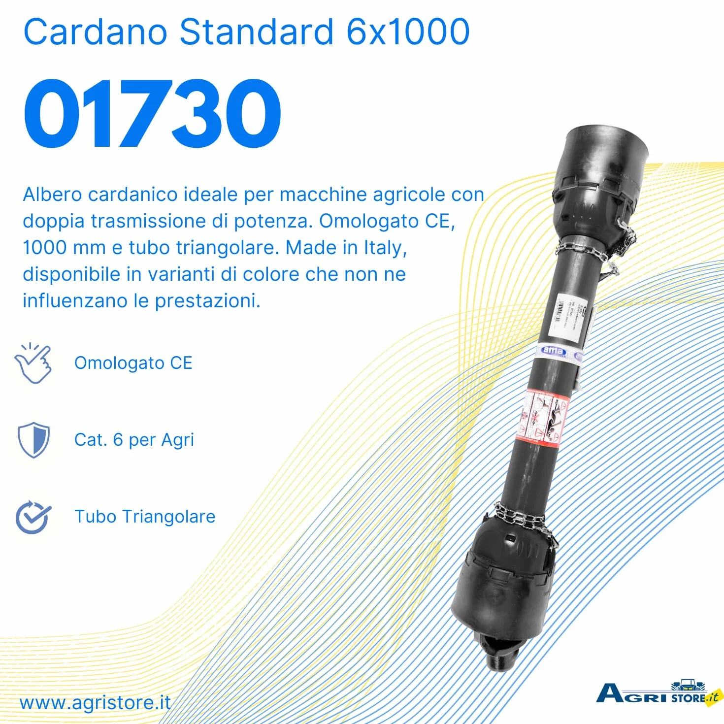 Albero Cardanico Ama Cat. 6 1 m Tubo Triangolare CE