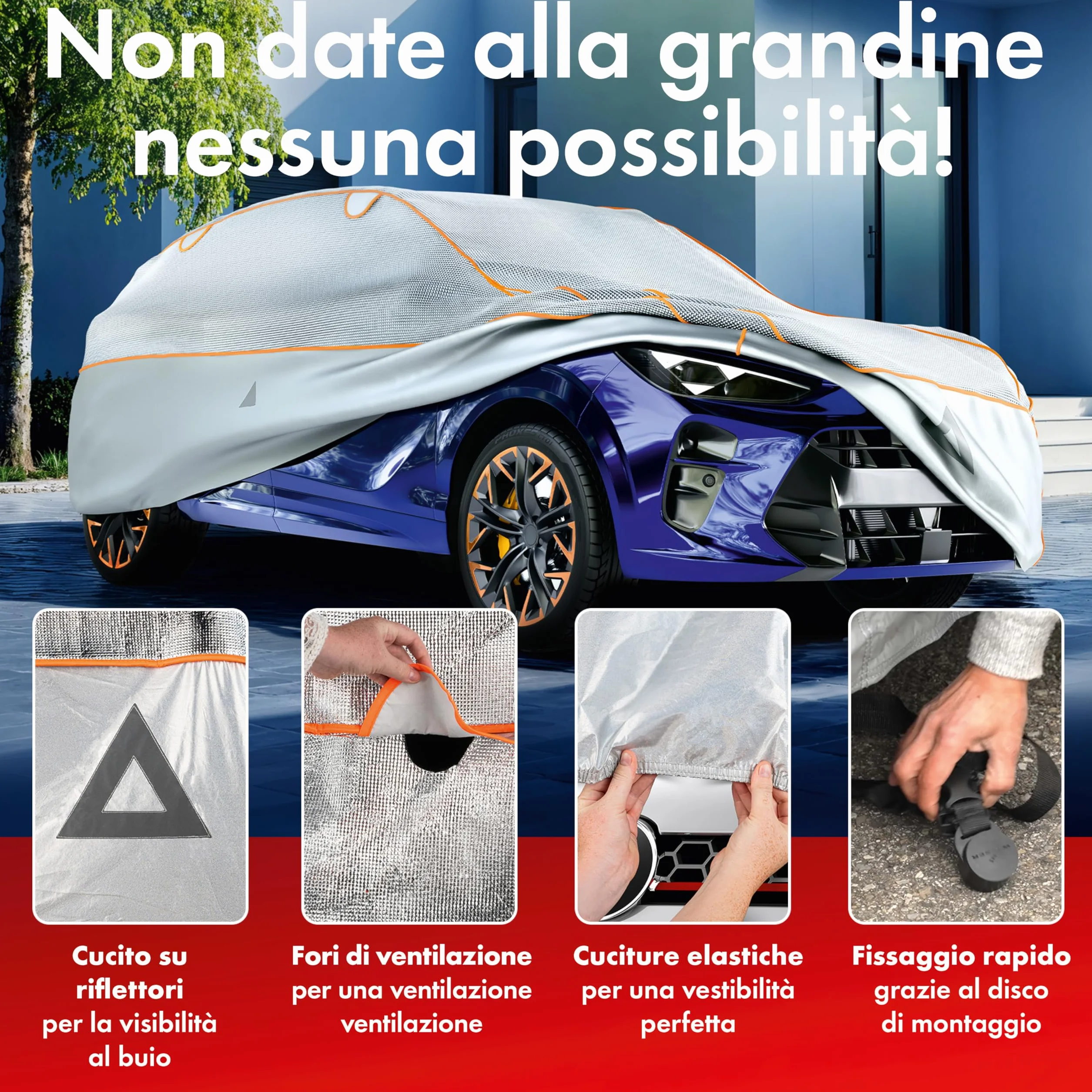Walser Premium Telo Antipioggia per Auto, Copertura EPE Sun Protect con Protezione UV, Copri Veicolo Impermeabile 100%, Telone Garage Antigrandine Antipolvere Traspirante Esterno