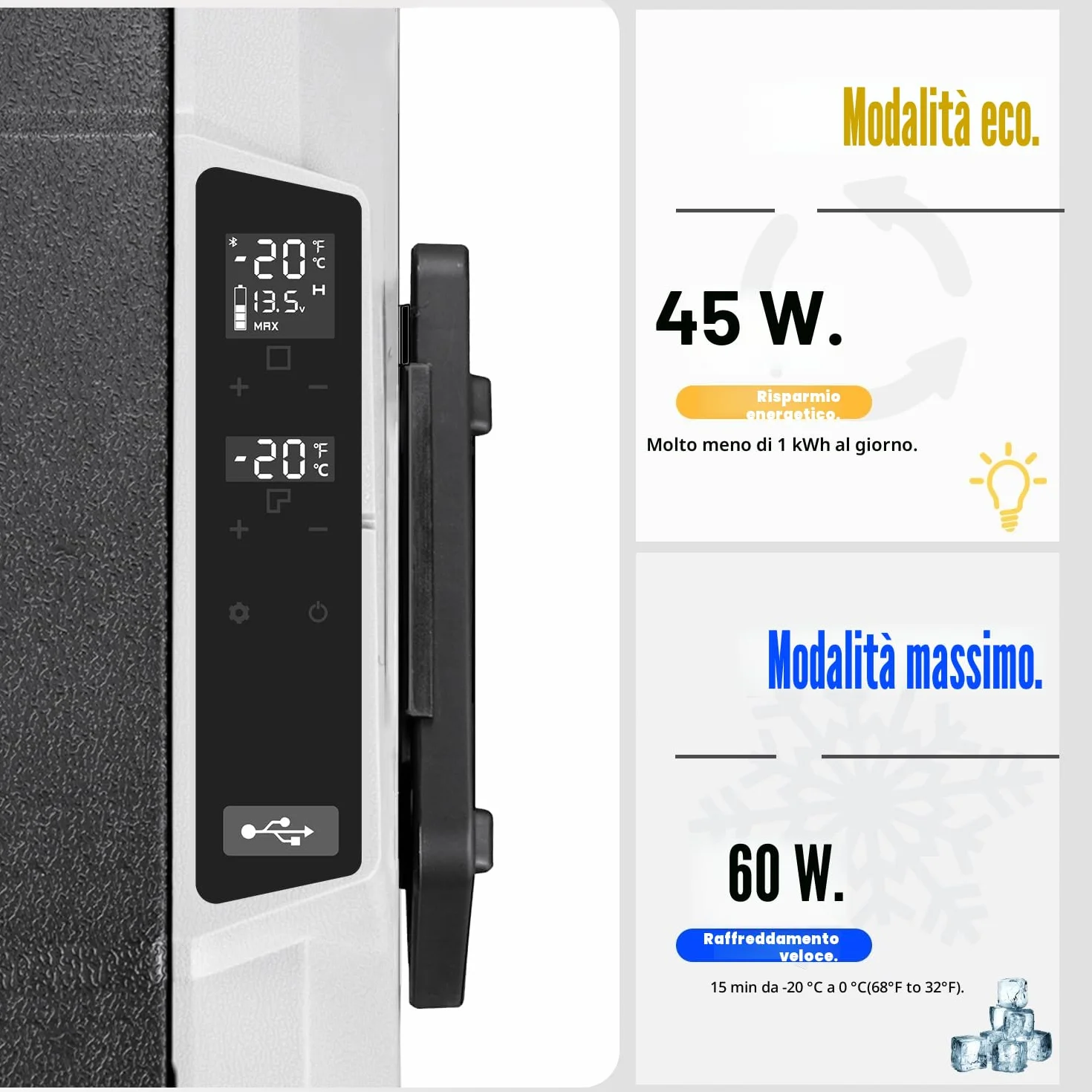 Alpicool T50 50 litri Frigoriferi per Auto Frigo Frigorifero Elettrico Congelatore Portatile per Auto/RV Camion Barca Campeggio 12/24V DC
