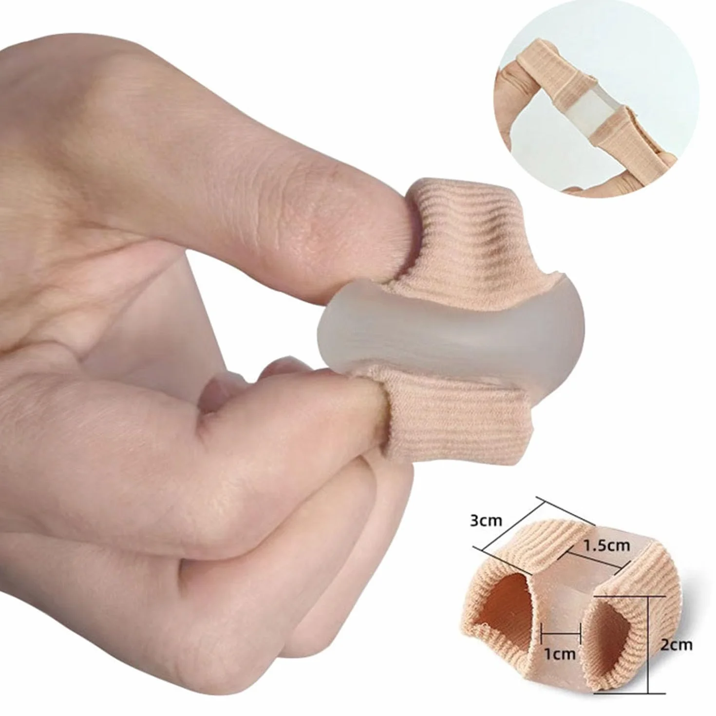 Separatori Alluce Valgo in Gel per Dita dei Piedi con Passanti per Correzione Dita a Martello 4 Pezzi