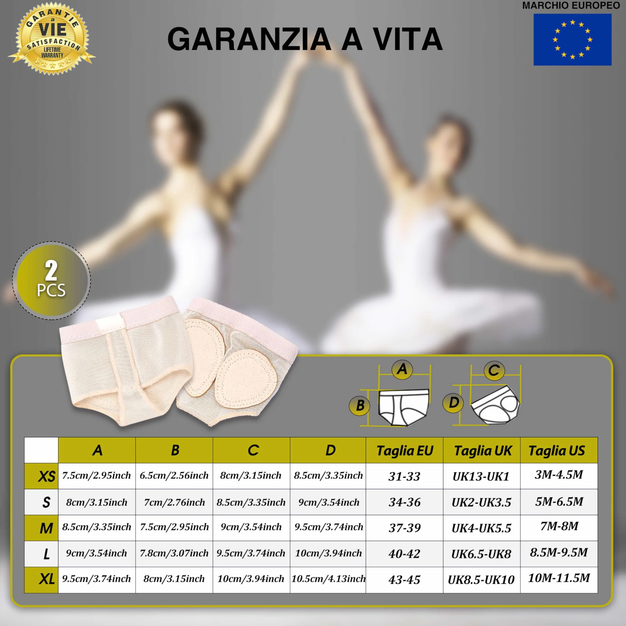 Cuscinetti Metatarsali Danza 5 Taglie Beige Antiscivolo Avampiede Simil Pelle Ginnastica