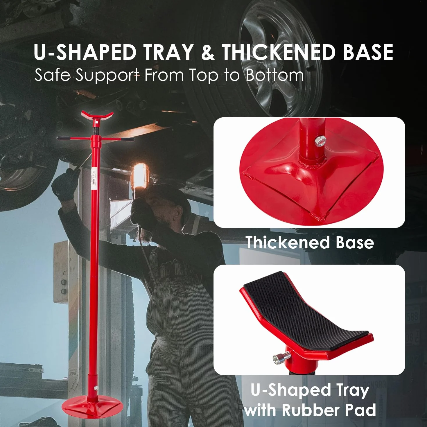 KATSU Supporto di Sollevamento Sotto 0.5 Tonnellate Strumento di Supporto per Auto Sotto il Veicolo, Supporti di Sollevamento per Motore Fino a 1900 mm, per Riparazione di Auto e Veicoli 161235