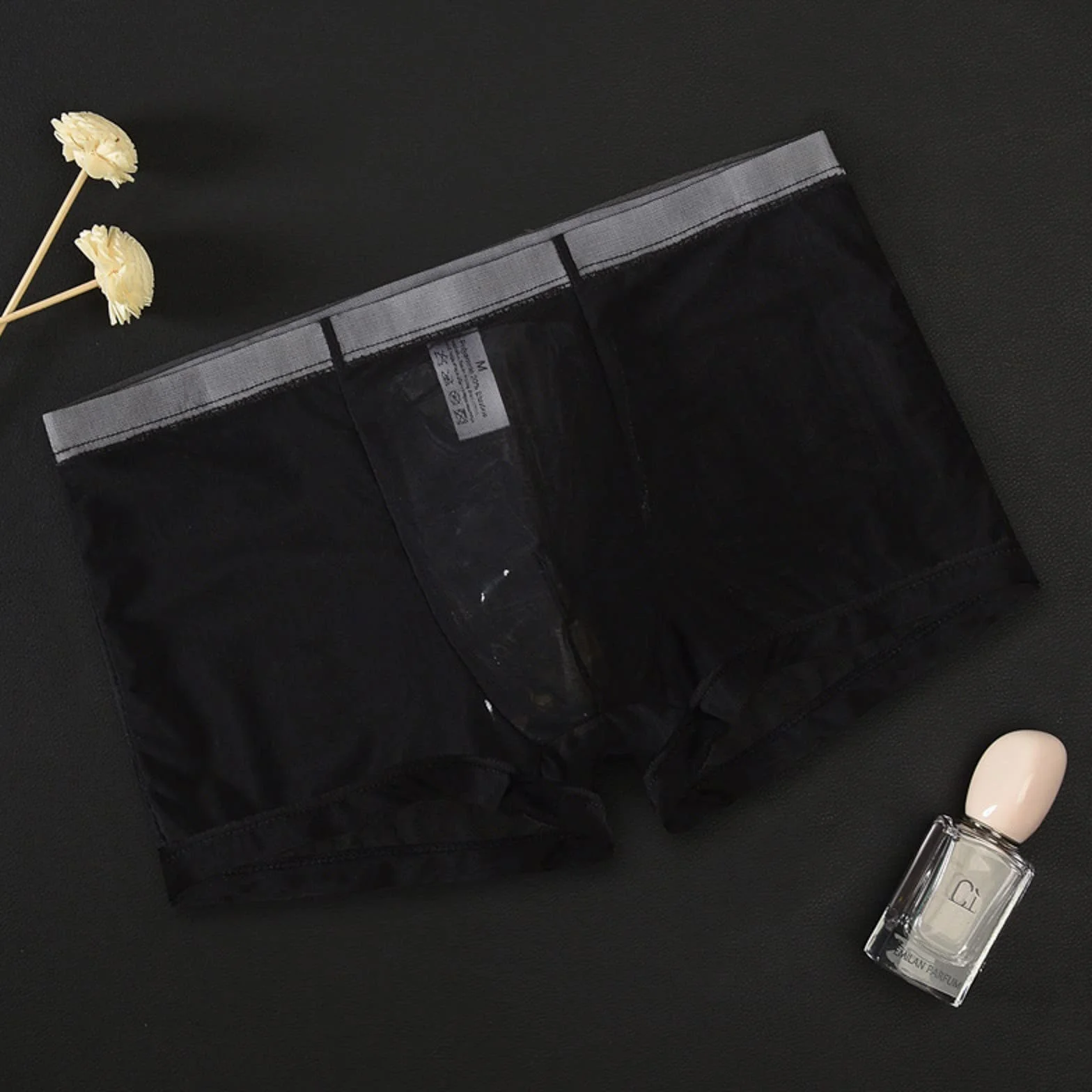 Biancheria intima sexy per uomo Sheer trasparente Mutande Lingerie Slip Boxe Pantaloncini elastici traspiranti