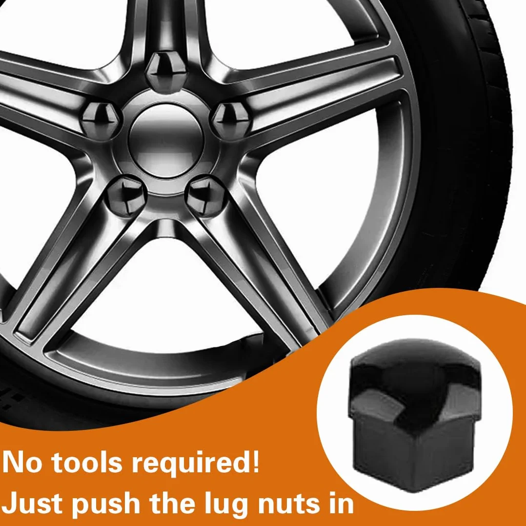 JEYORZY 20 pcs Copridado Ruota 17mm, Copri Bulloni Ruota Universali, Copridadi Bullone Ruota, Copridadi Ruota, Tappi Ruote Auto, Copridadi Esagonali per Pneumatici con 1 Strumenti di Rimozione, nero