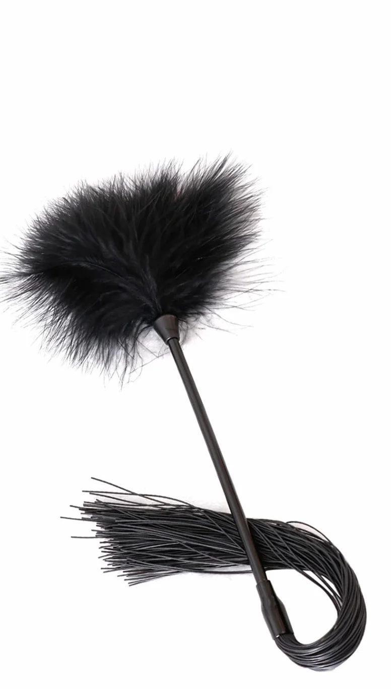 HUNTVE Frusta di Piume 2 in 1 Accessorio Elegante per Costume da Gioco di Ruolo Nero