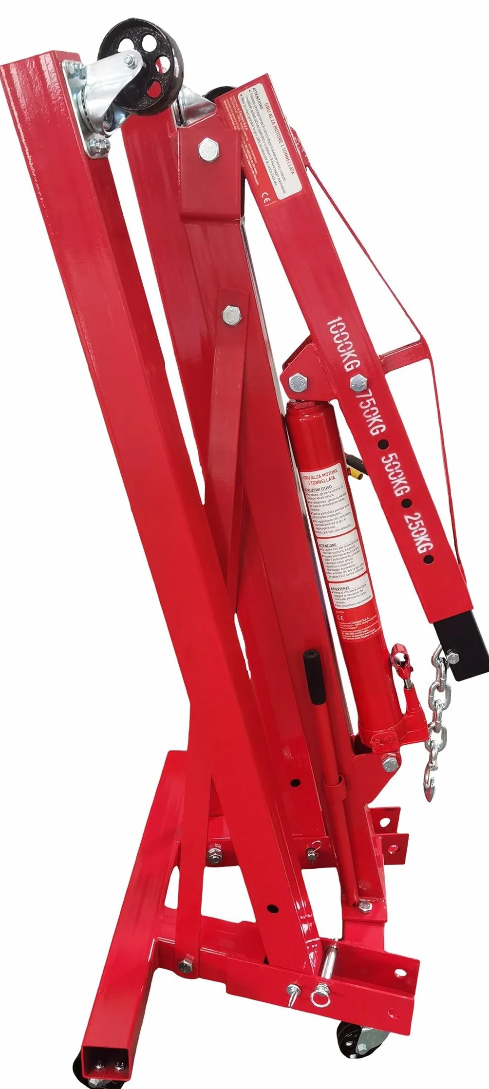 Alza motori pieghevole su ruote 2 tonnellate braccio regolabile 4 posizioni 158x106x156 cm