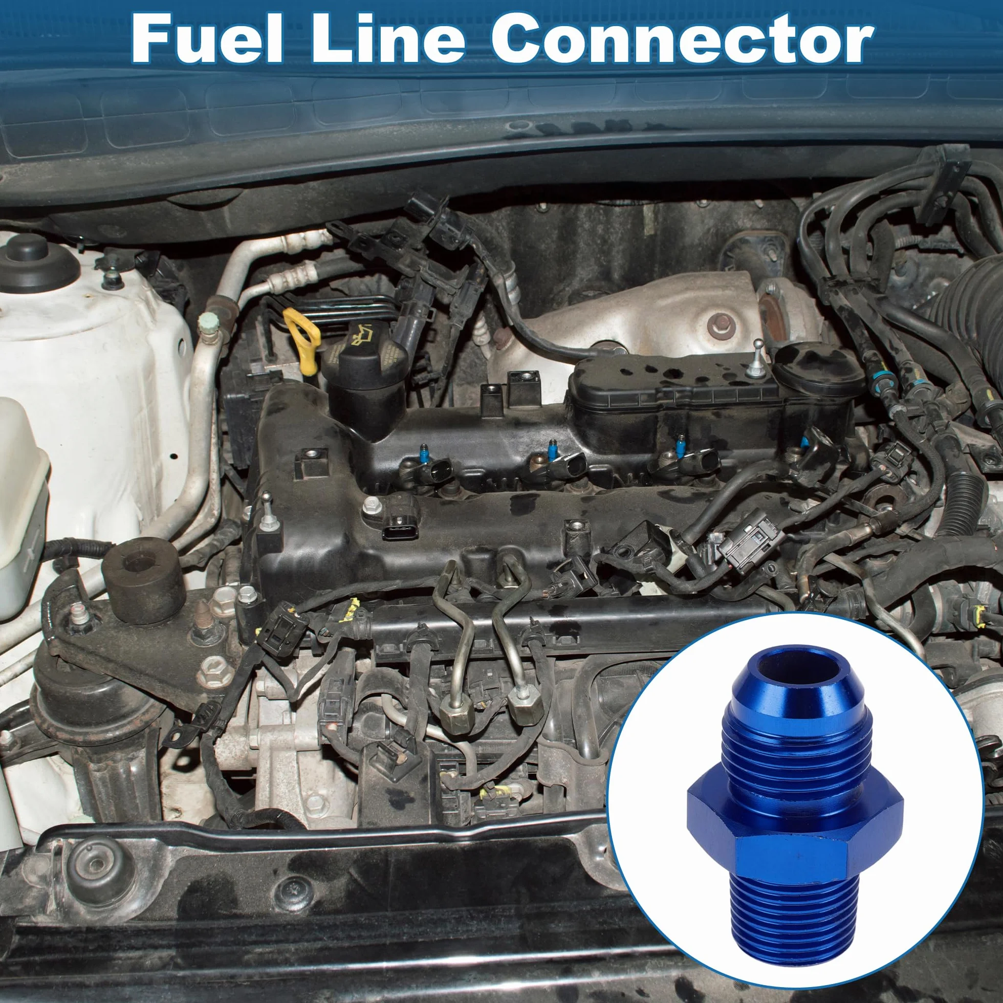 A ABSOPRO Adattatore Riduttore Maschio per Tubo Flessibile con Filettatura Flare TF-AN8-3/8 NPT Connettore Linea Carburante in Alluminio Blu