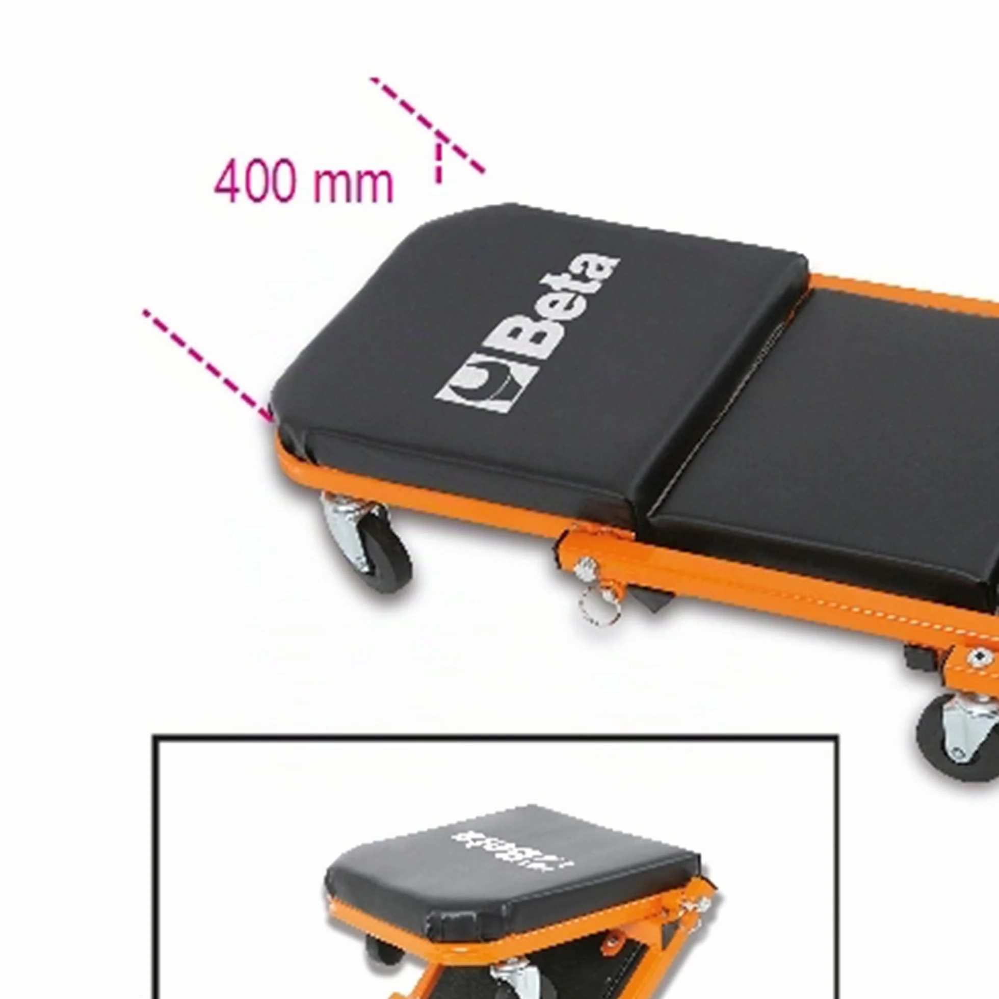 Beta Lettini Sottomacchina Black/Orange 8.21, Struttura Acciaio, Rivestimento PVC, Regolabile