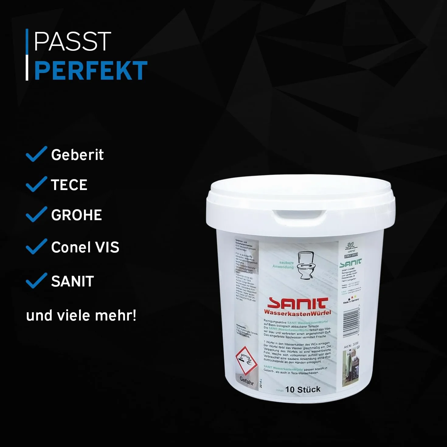 Sanit Cubi per cassetta dell'acqua 10 pezzi 40 settimane freschezza bagno panno microfibra Made in Germany