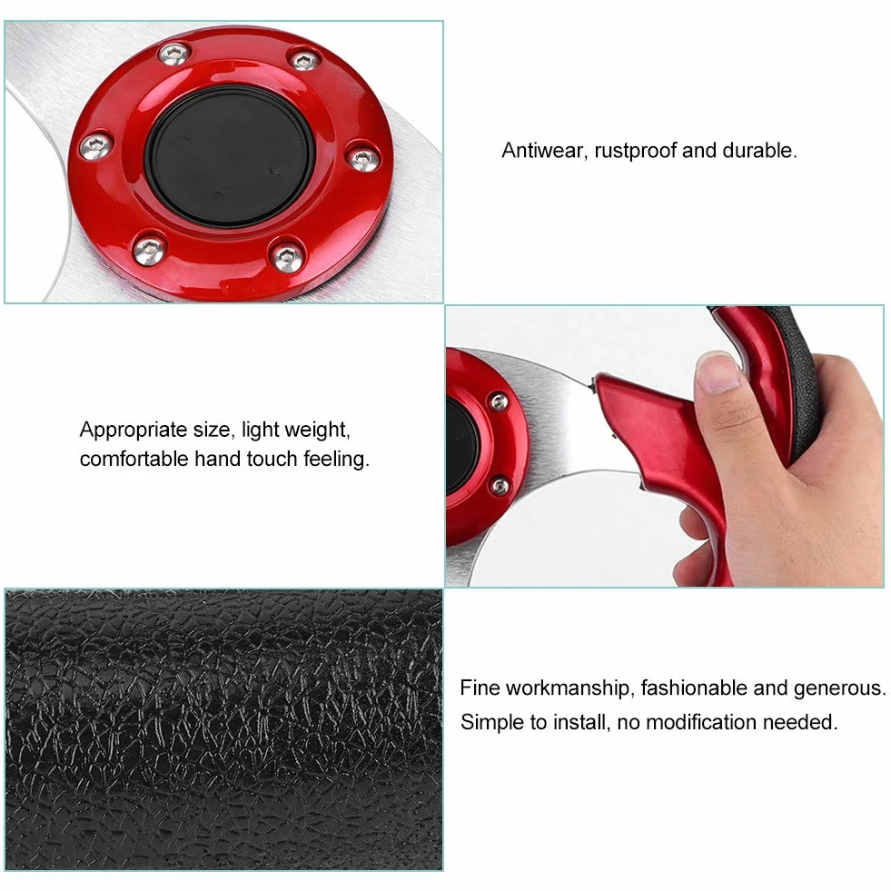 Volante sportivo in fibra di carbonio 320 mm rosso con pulsante clacson