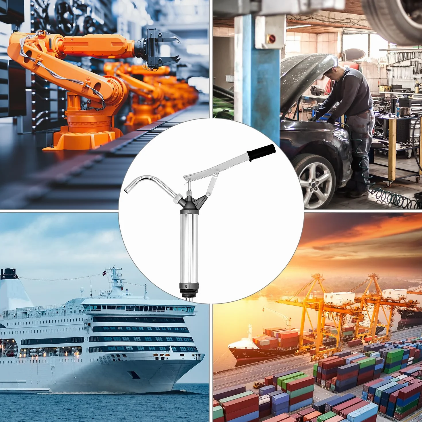 QWORK® Pompa per tamburo a botte con azione a leva, tubo di aspirazione telescopico, per diesel, olio lubrificante, olio motore