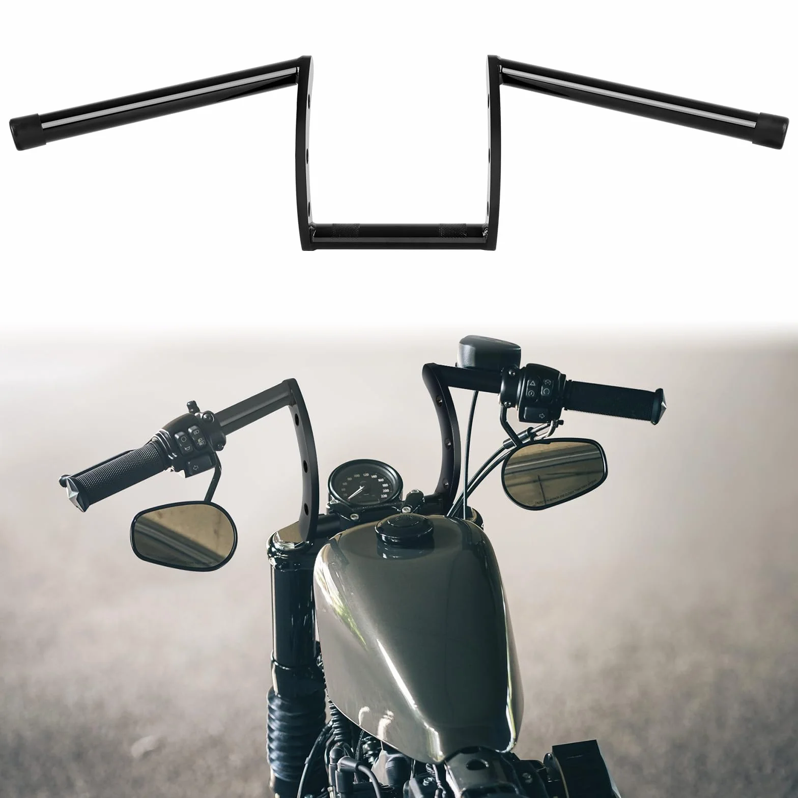 DREAMIZER Manubrio per Moto 25mm 1" Ape Hanger Compatibile Chopper Cruiser
