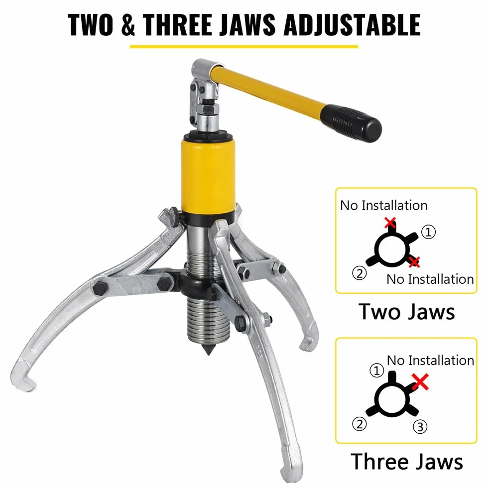 VEVOR Separatore Idraulico 15T, Estrattore Ingranaggi a 3/4 Ganci, Kit Mozzo Cuscinetto con Maniglia