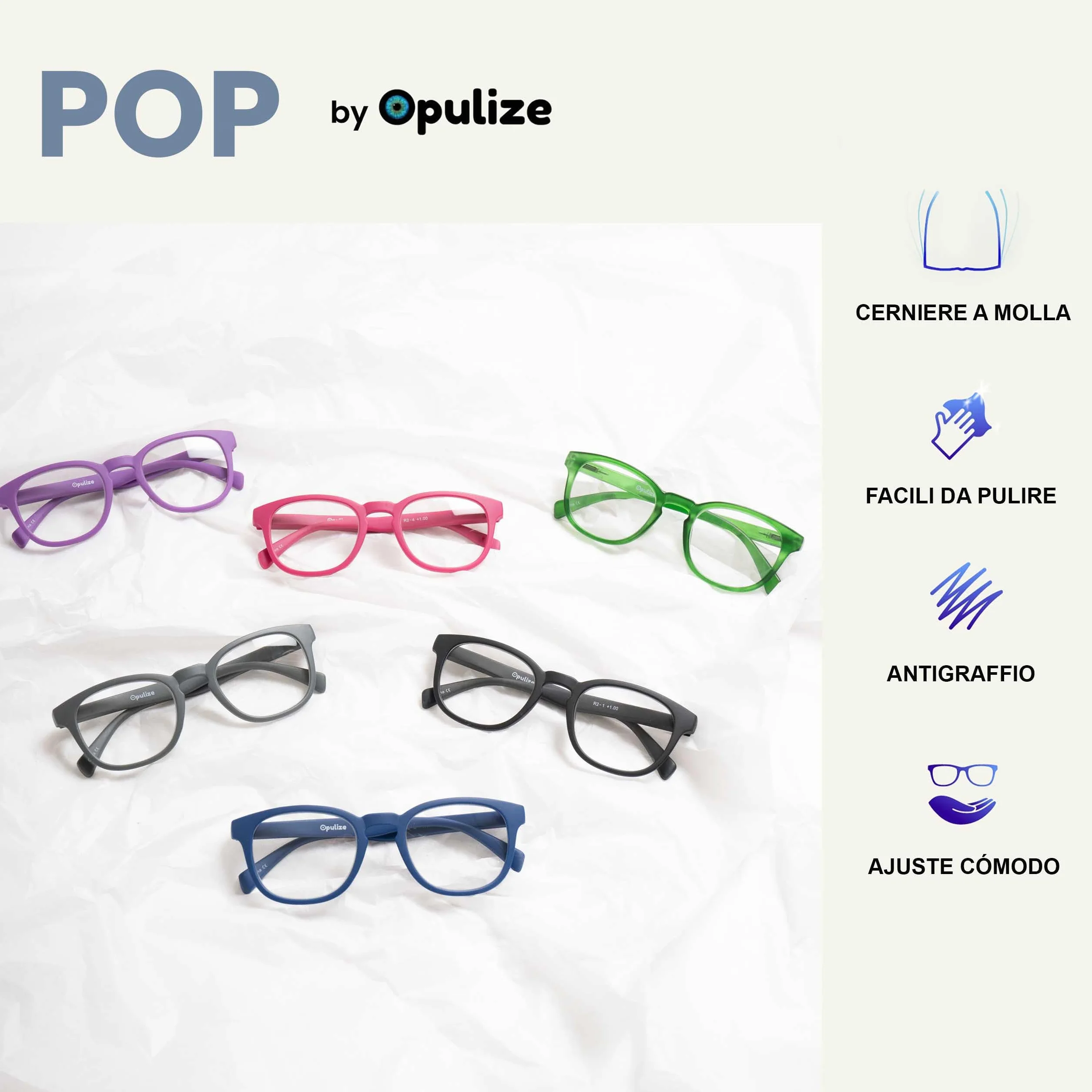 OPULIZE Pop 3 Pacco Retrò Giro Liscio Opaco Pink Porpora Verde Uomo Donna Occhiali Da Lettura Cerniere Molla RRR2-456 +1,50