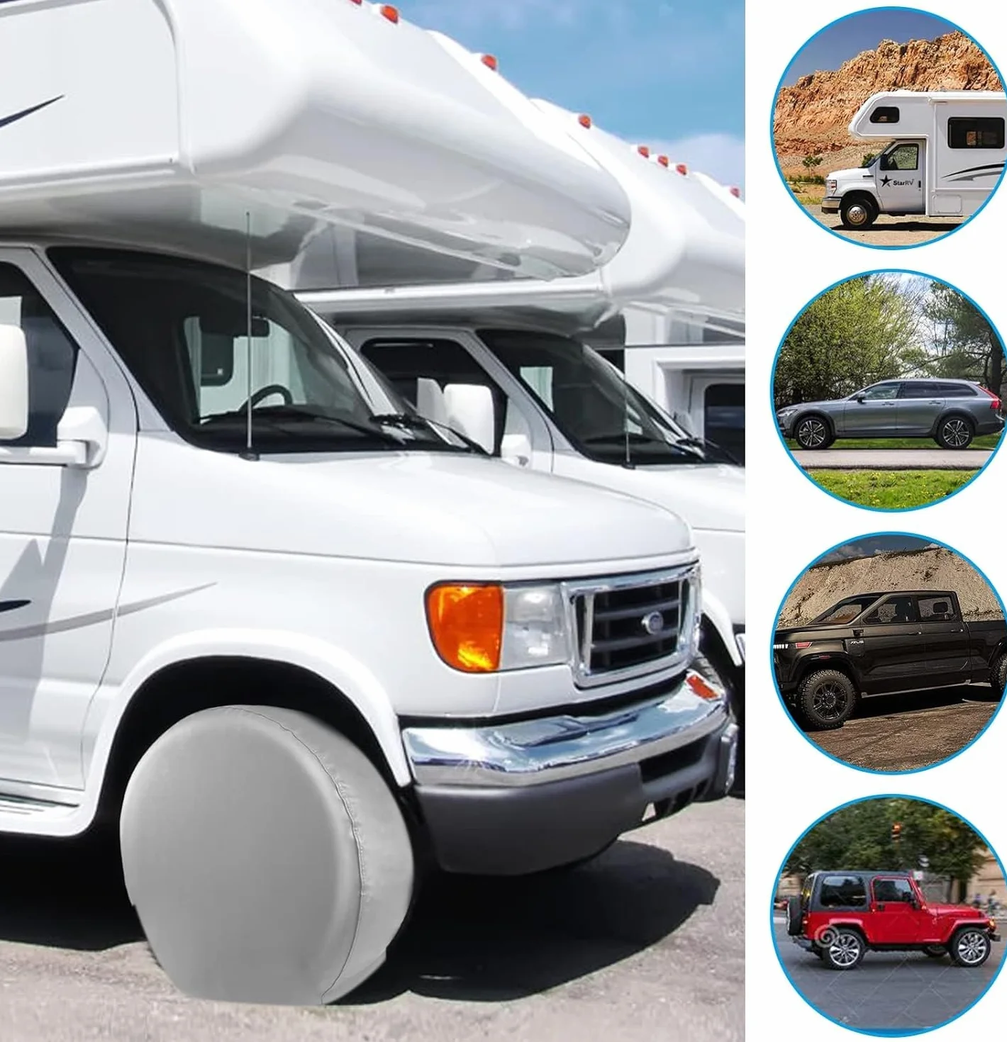 Explore Land Coperture Protettive per Pneumatici 66-73 cm Nero Grigio SUV Camion