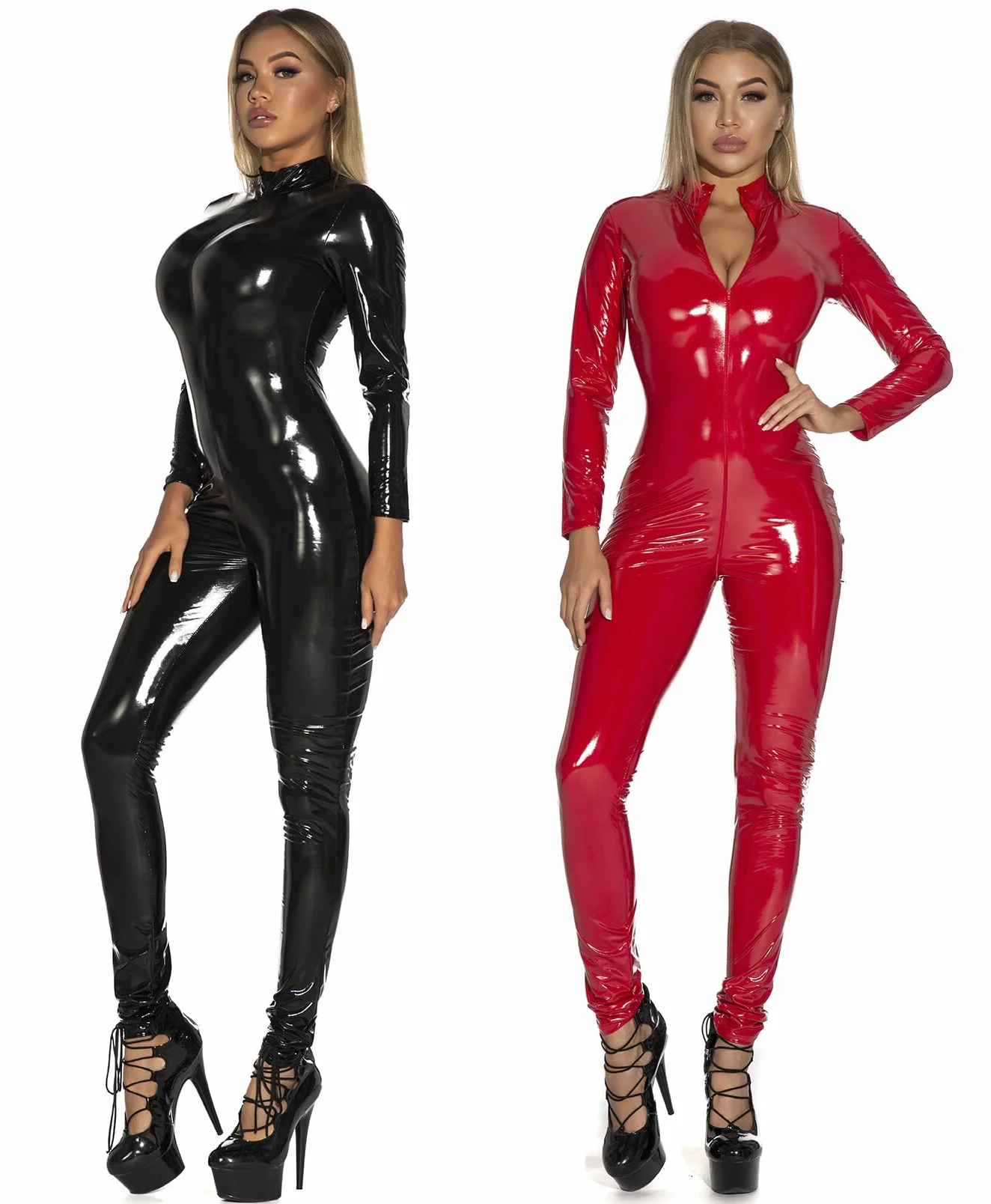 AIEOE Tute da donna Clubwear Cerniera Lucida Catsuit Costume Pigiameria Halloween Natale