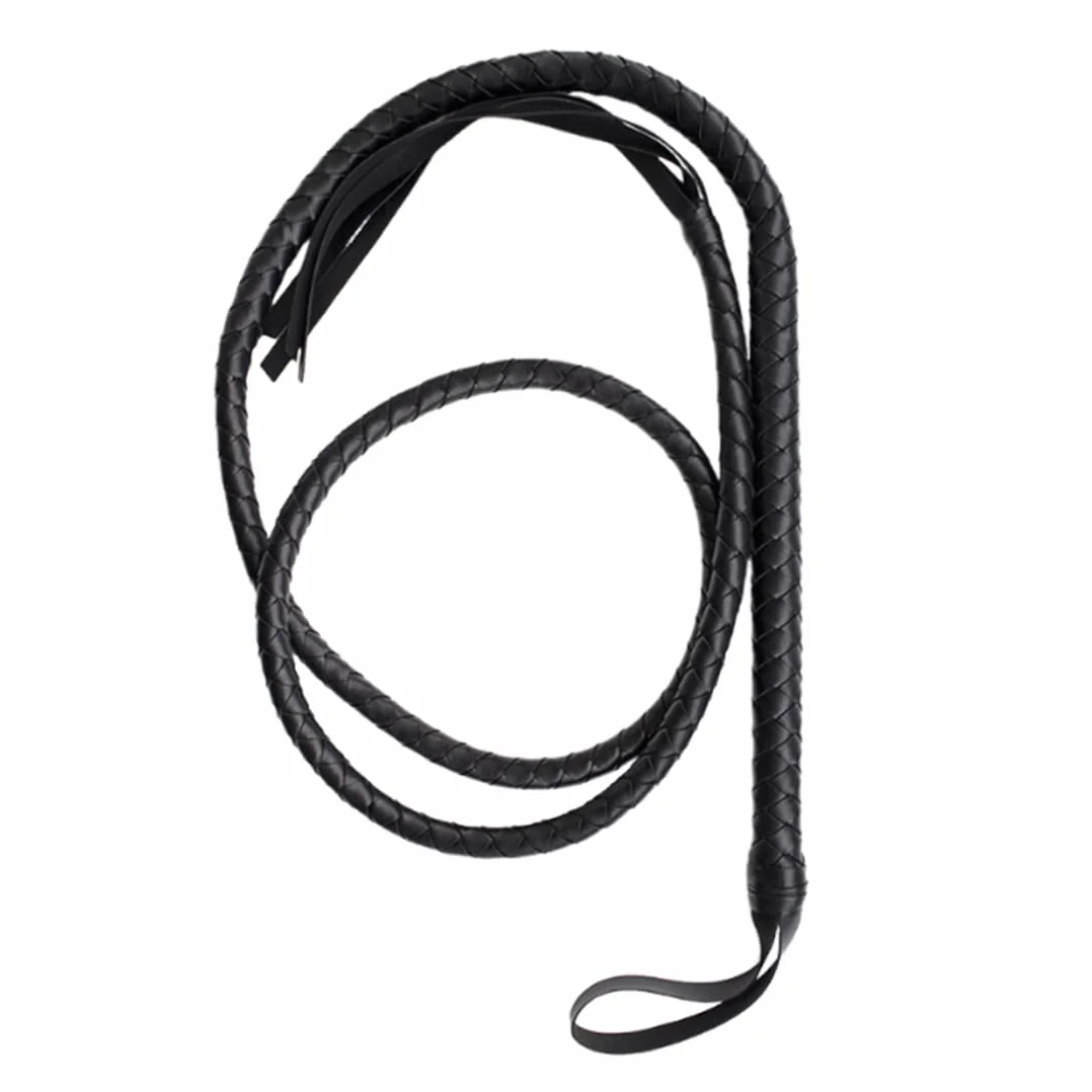 Frusta in Pelle Nera 1,8 m, Accessori Costume Maschera, Giocattoli per Adulti