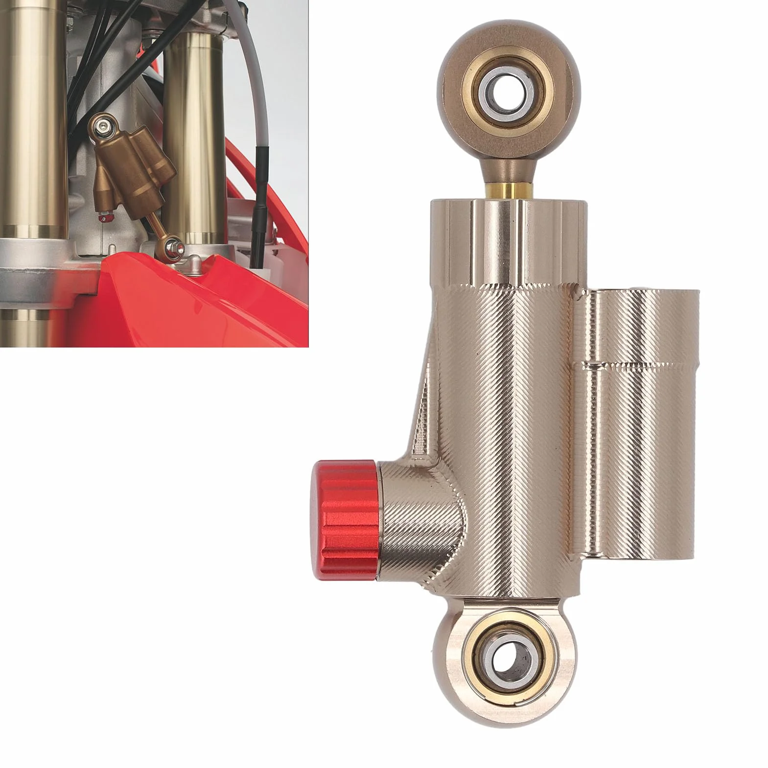 Ammortizzatore di Sterzo CNC Regolabile Stabilizzatore di stabilità Migliorato per Motocicli Olio di Smorzamento Importato Universale in Oro Intervallo da -40 ° C a 100 ° C