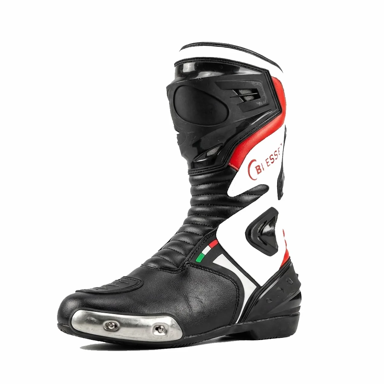 BS MOTO - Stivali Moto Pista Sport Racing, in Pelle Pista Professionale Traspirante
