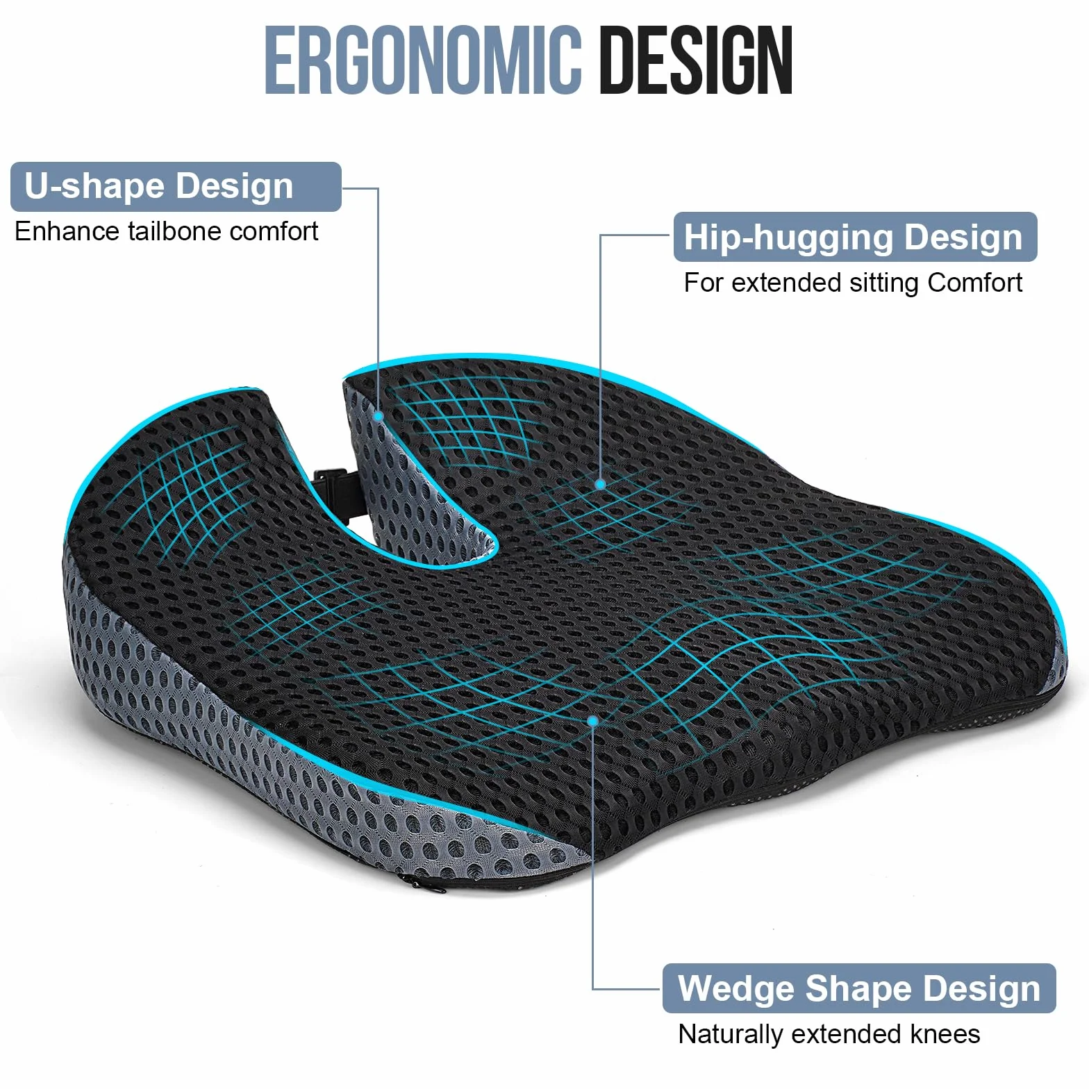 Memory Foam Cuscino Sedile Auto Guidatore Postura Adulti Accessori Viaggio Universali