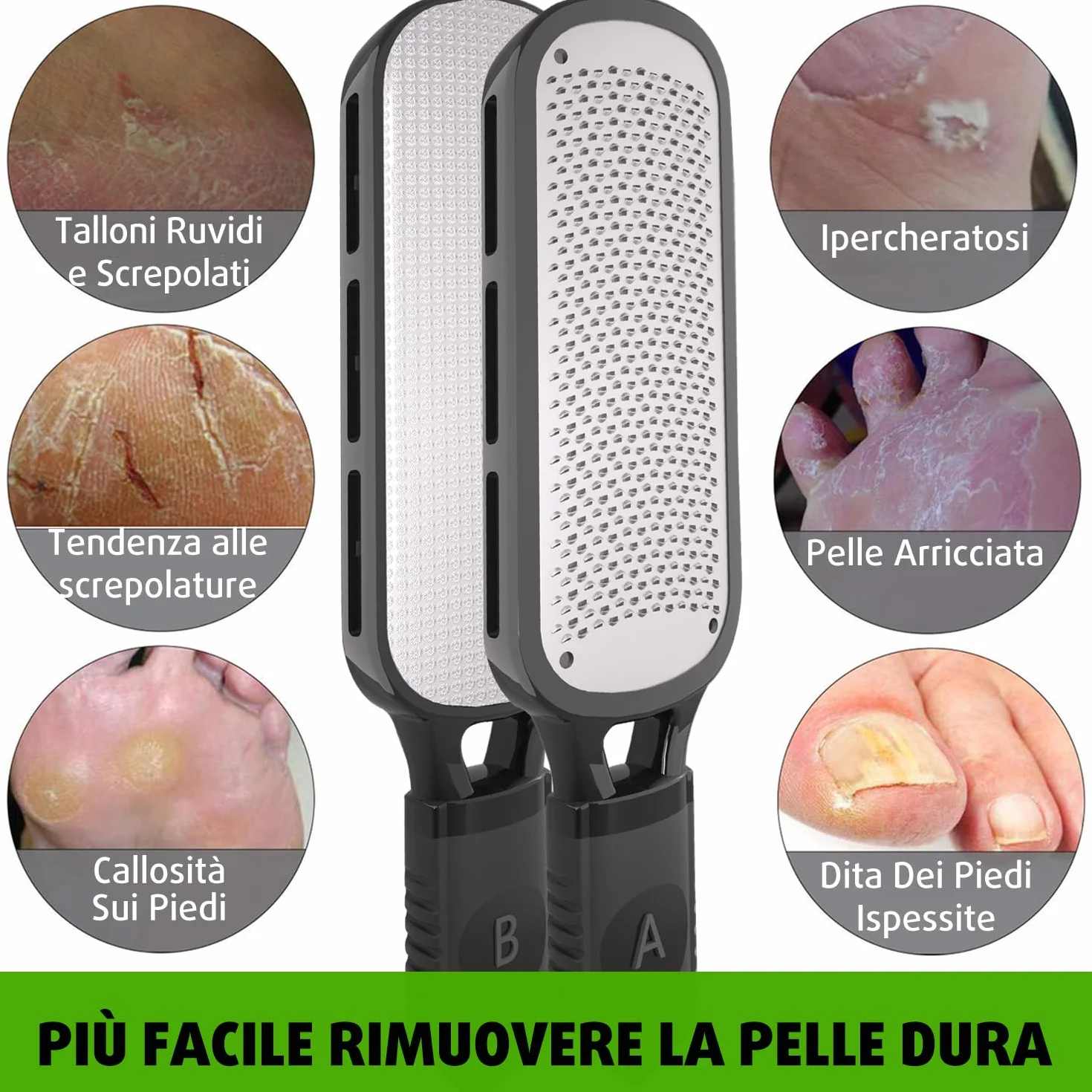 Antonki Raspa Piedi Professionale Calli Remover Pedicure Lima per Piedi e Talloni Pietra Pomice Acciaio Inox
