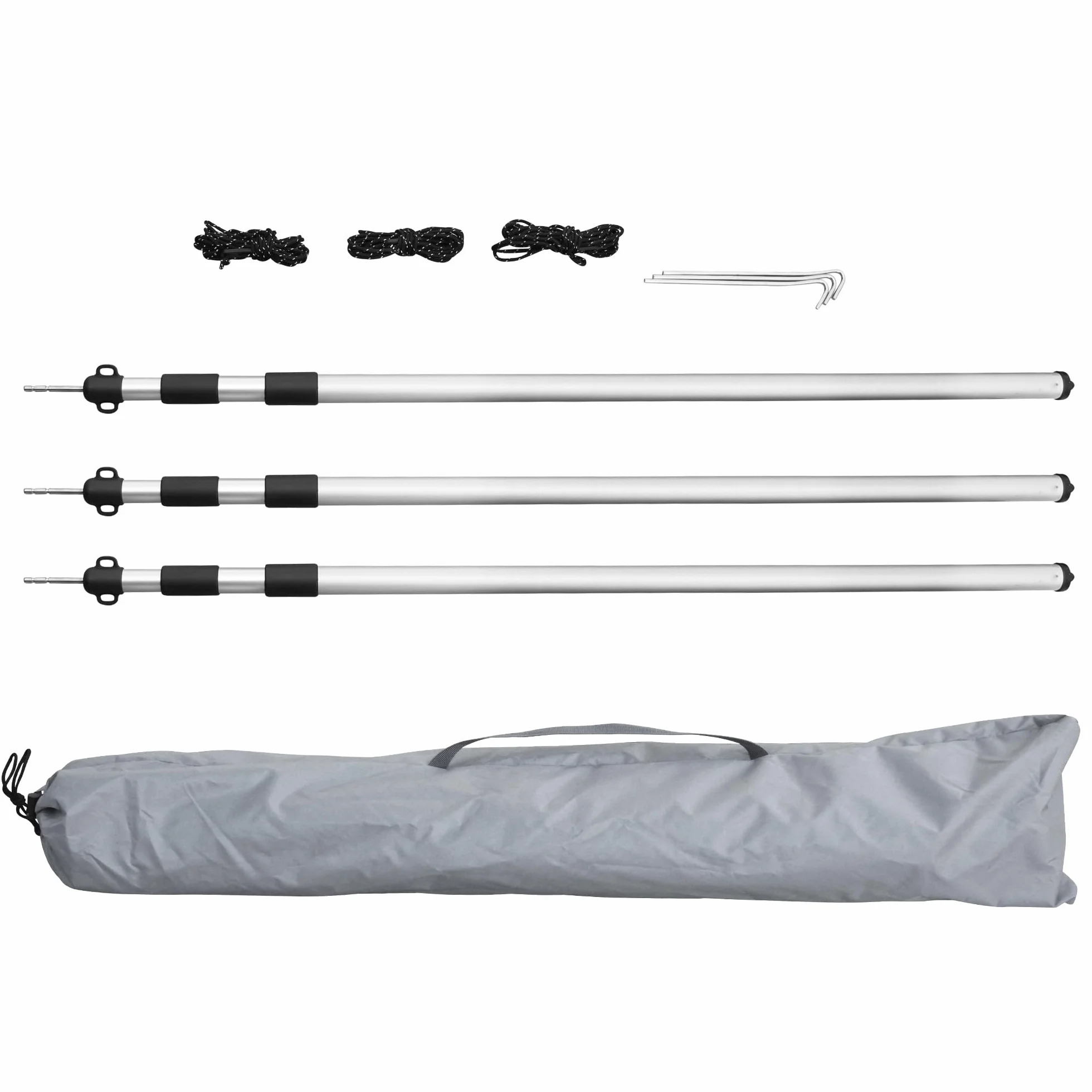 yourGEAR - Tenda da sole per roulotte e roulotte, con aste di appoggio UV 50+, impermeabile, 5000 mm, doppio listello da 7 mm e 5 mm (grigio, 450 x 240 cm)