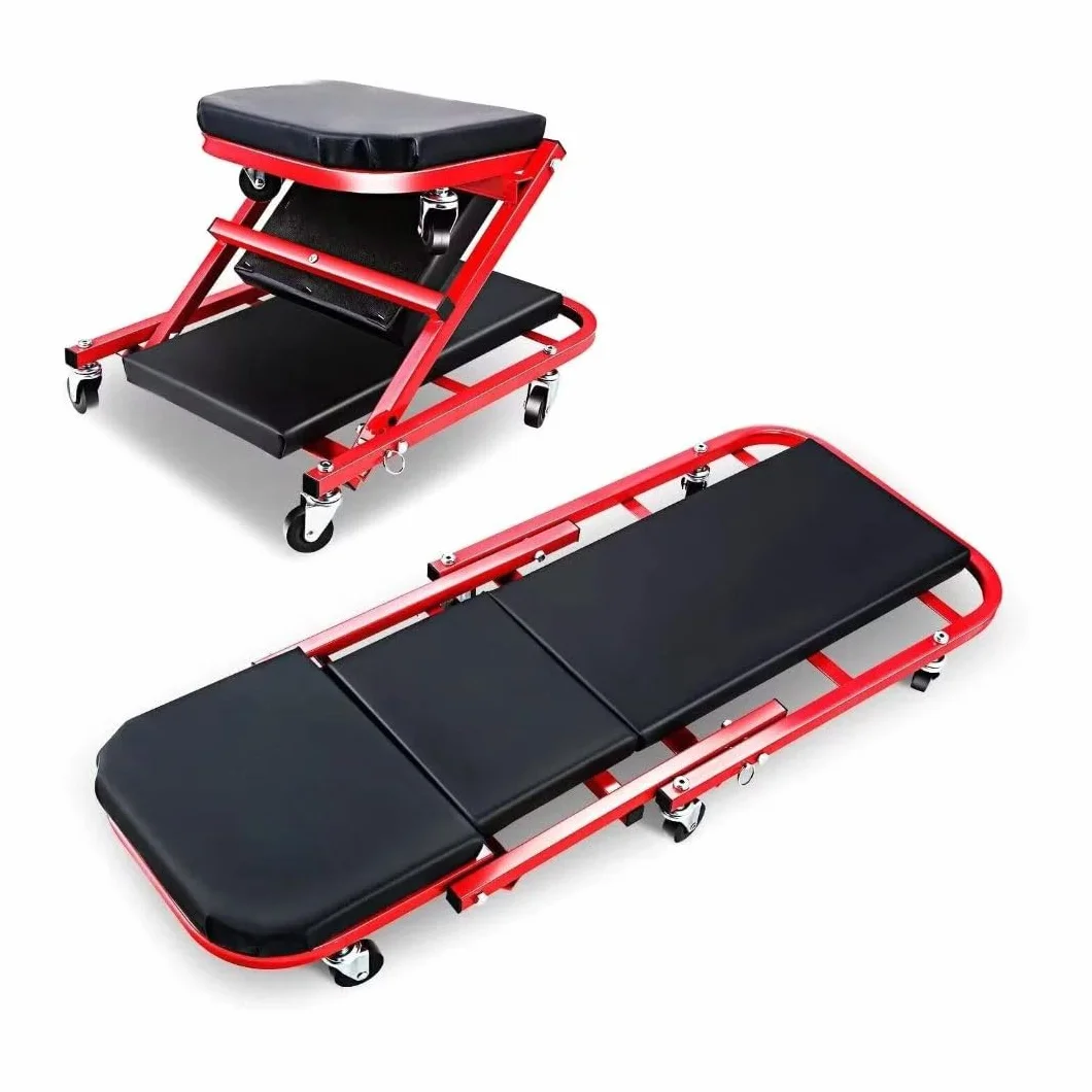 A.M.C. Carrello Sotto Auto 2 in 1 Sgabello da Officina Max 150 kg