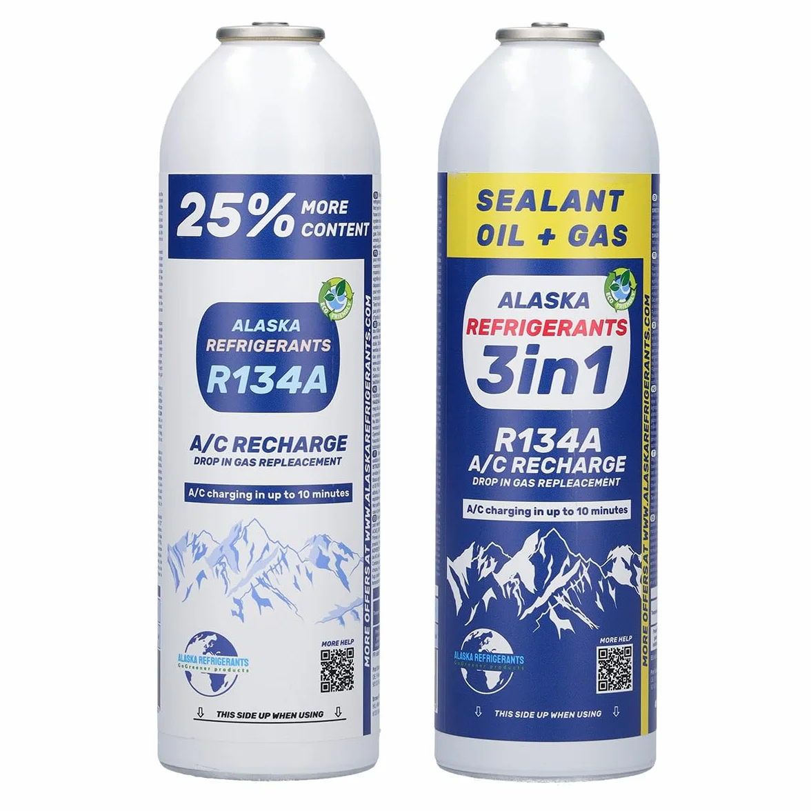 Alaska Refrigerants R134a Refrigerante di ricambio con olio PAG 100 e sigillante