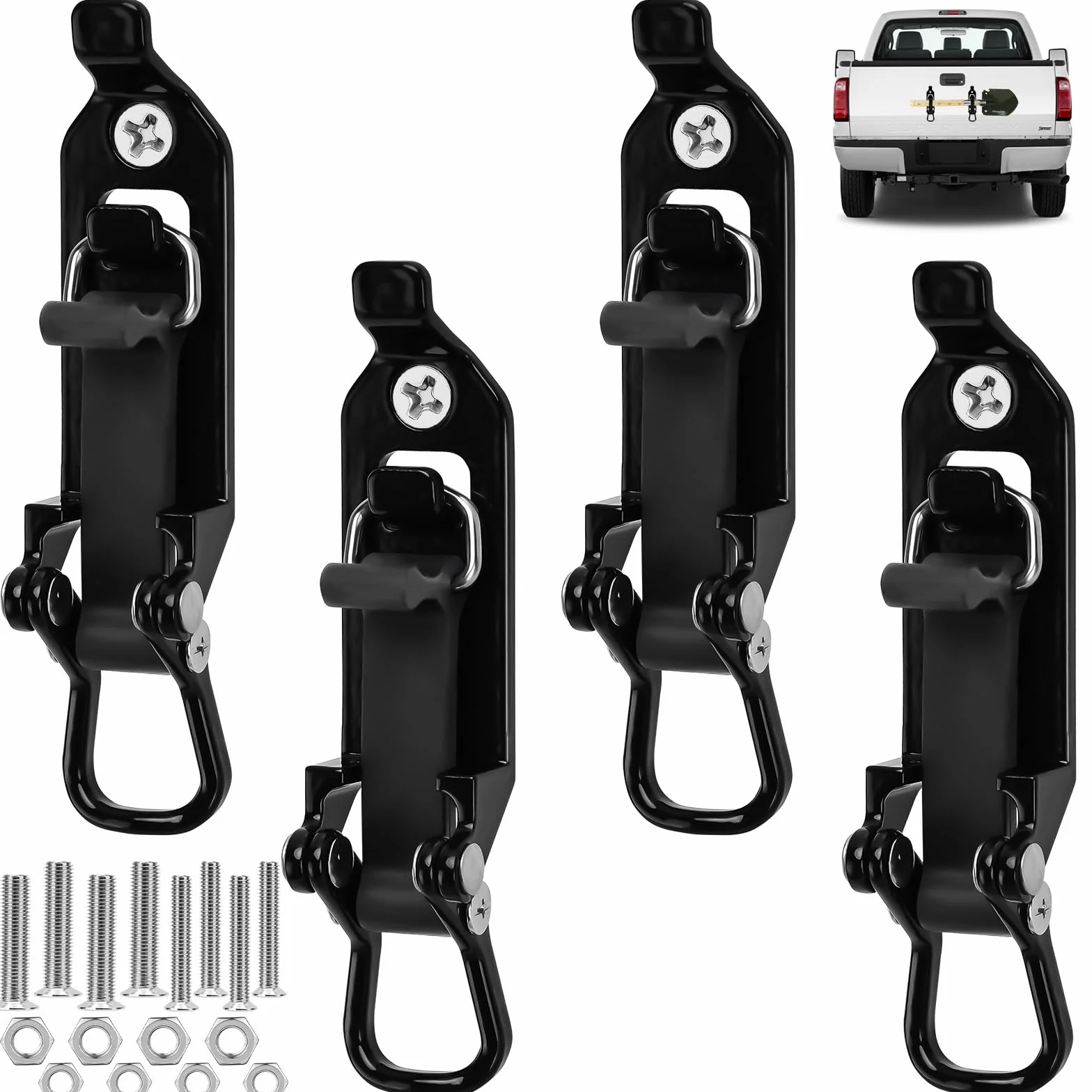 4 Pezzi Supporto per Pala per Portapacchi, Portapala da Tetto con Viti, Supporto Pala per Camion, Kit di Montaggio Supporto per Vanga/ Ascia, Accessori per Portapacchi - Nero