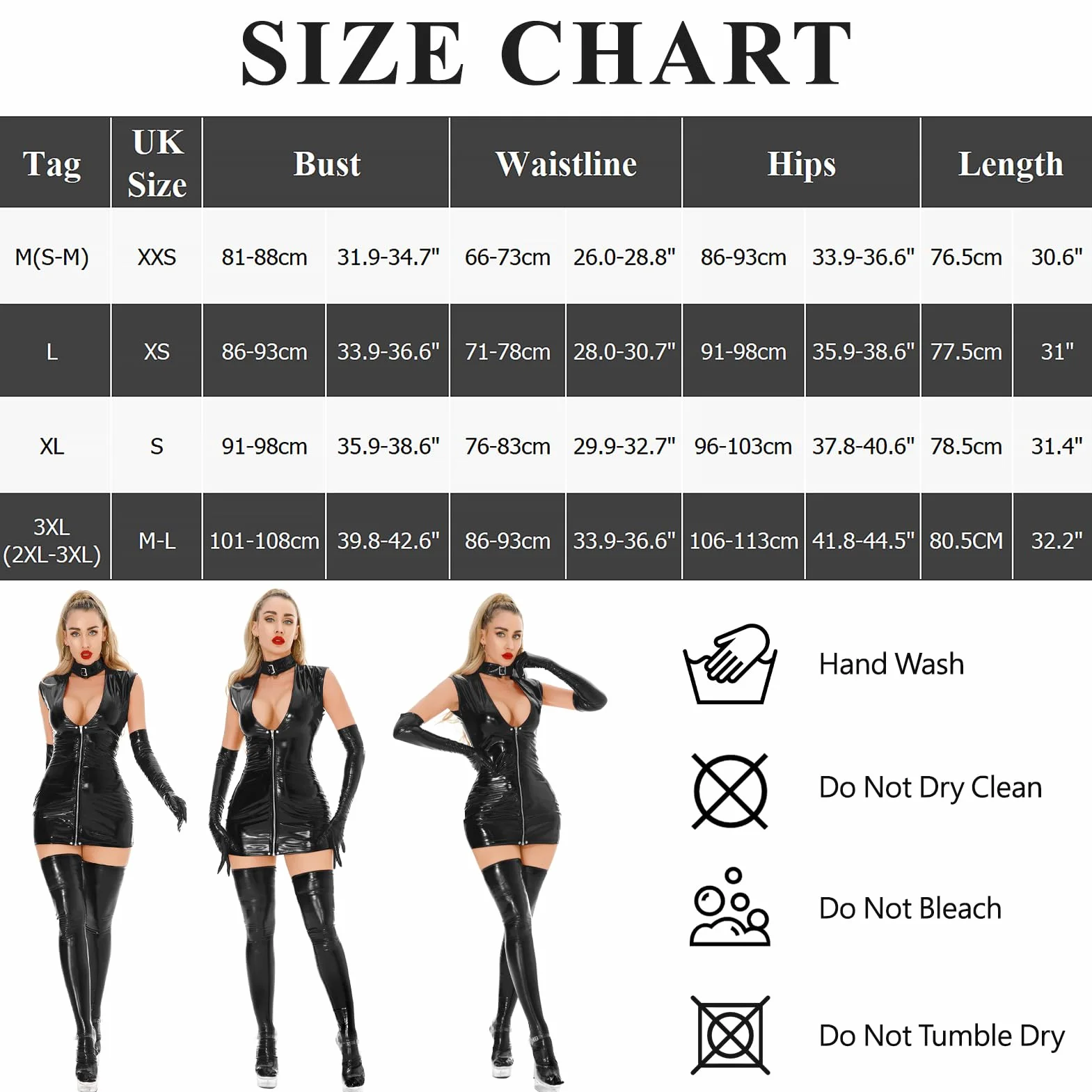 Abito da donna in vernice lucida elastico taglia S-3XL