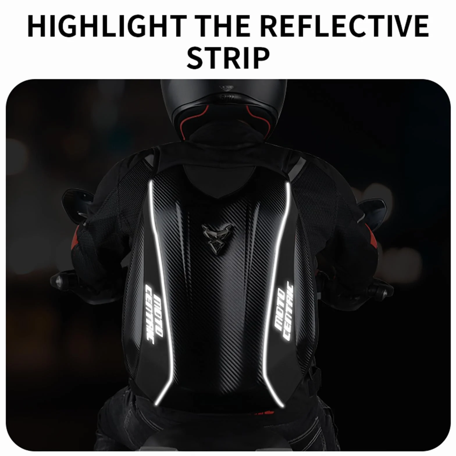 48L Moto Zaino Casco Borsa Impermeabile In Fibra di Carbonio Moto Zaino Guscio Rigido Riflettente Moto Valigia
