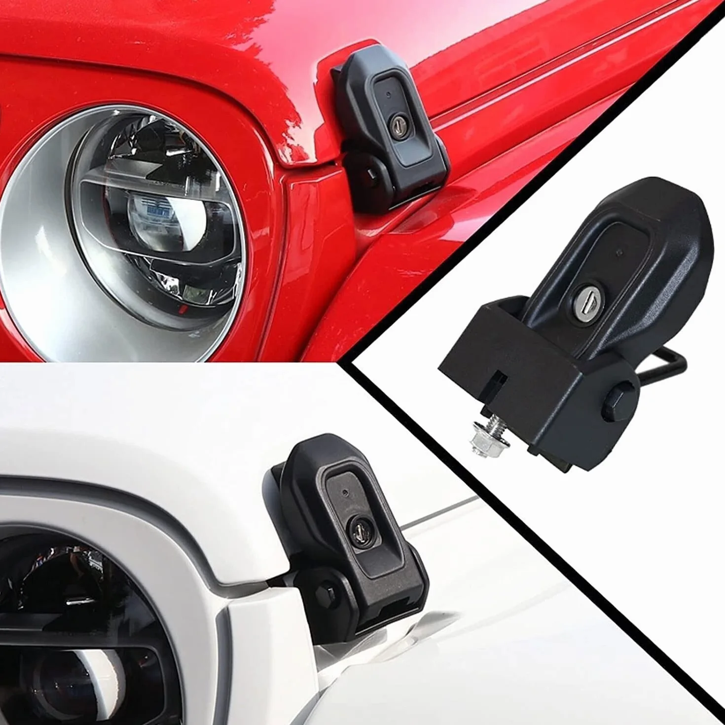Kit Chiusura Cofano Antifurto per Jeep Wrangler JL JLU 2018-2022 Gladiator JT 2020+, 1 Paio