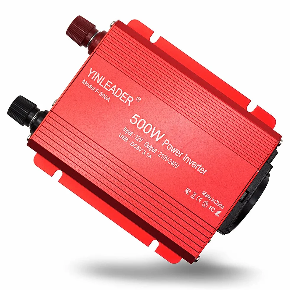 Yinleader Inverter 500W 12V 230V DC AC Power Inverter with 2 USB Ports 2.4A for Car Camper