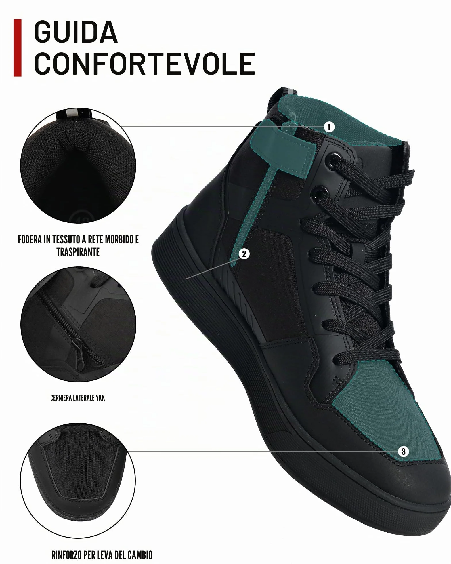 RIDEIRON Scarpe Moto Uomo Stivali Moto Normativa CE Adatti a Tutte Le Stagioni, Impermeabili Antiscivolo Traspiranti alla Moda e Comodi Nero