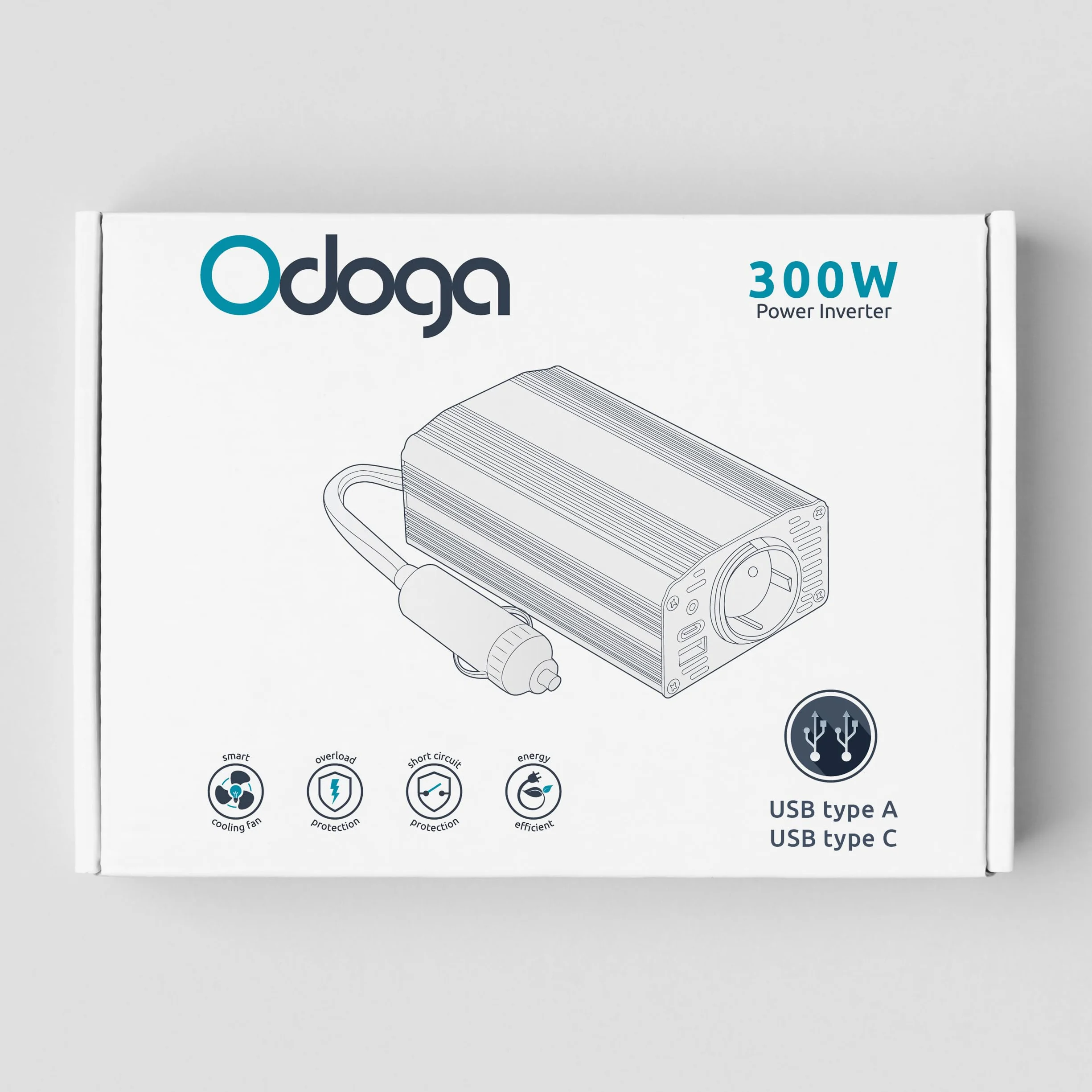 Odoga Inverter 12V 220V 300W Convertitore Auto Presa Elettrica Trasformatore Camper Doppia USB