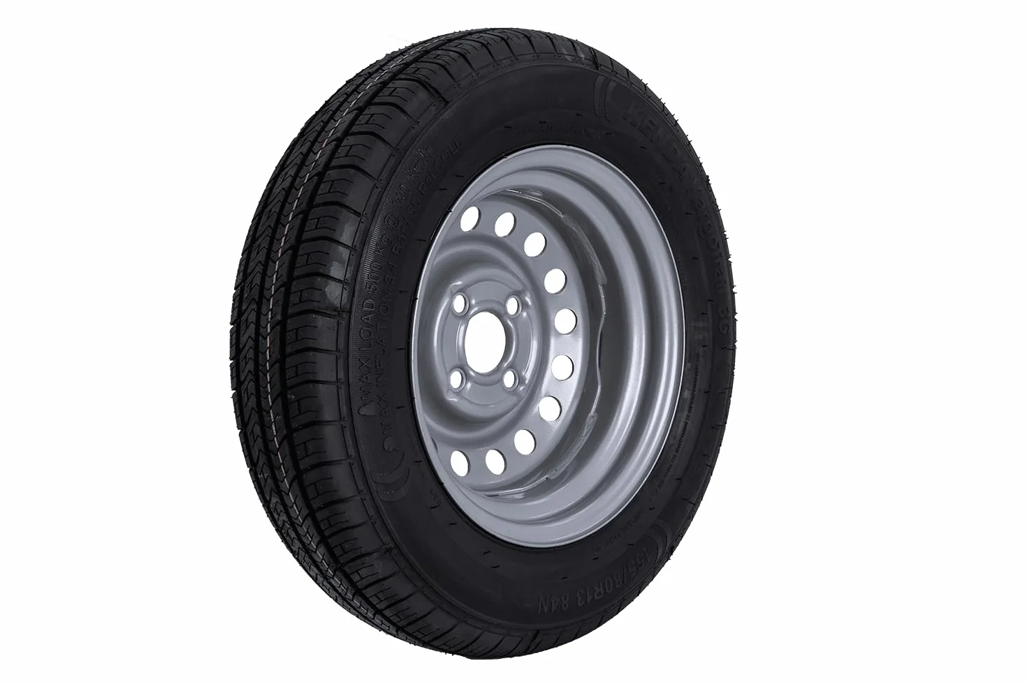KENDA Ruota Completa per Rimorchio Leggero 155/80 R13 84N con Cerchio in Acciaio 4Jx13"H2 4x100 ET30, Portata 500 kg per Carrelli e Camper