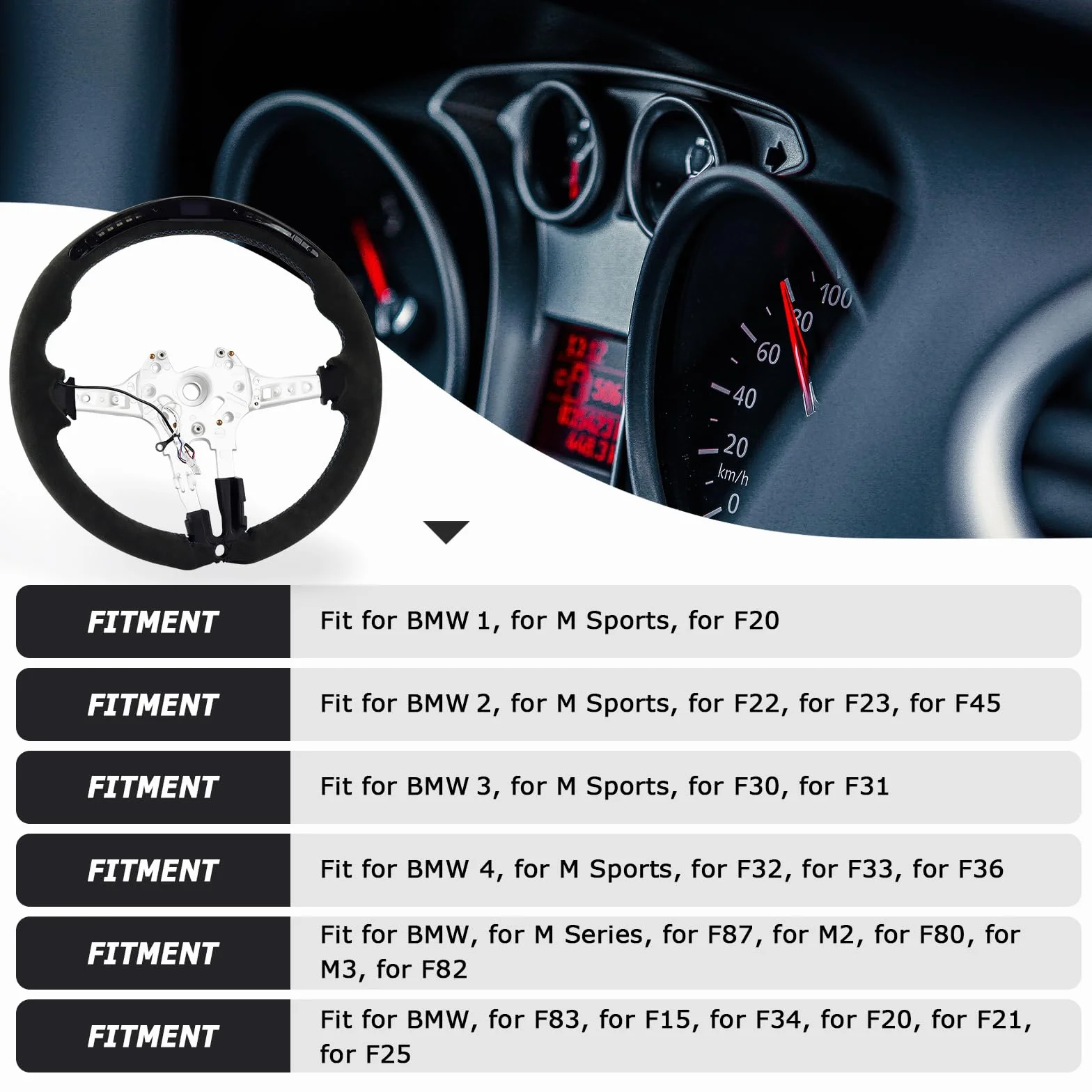 Volante, indicatore di cambio a LED, volante in pelle alcantara solo per BMW M Sportserie/M Performance Serie F20F22, F23&F45F30, F31 F32, F33, F36F87M2, F80 M3, F82 F83F15F34F20 F25F25