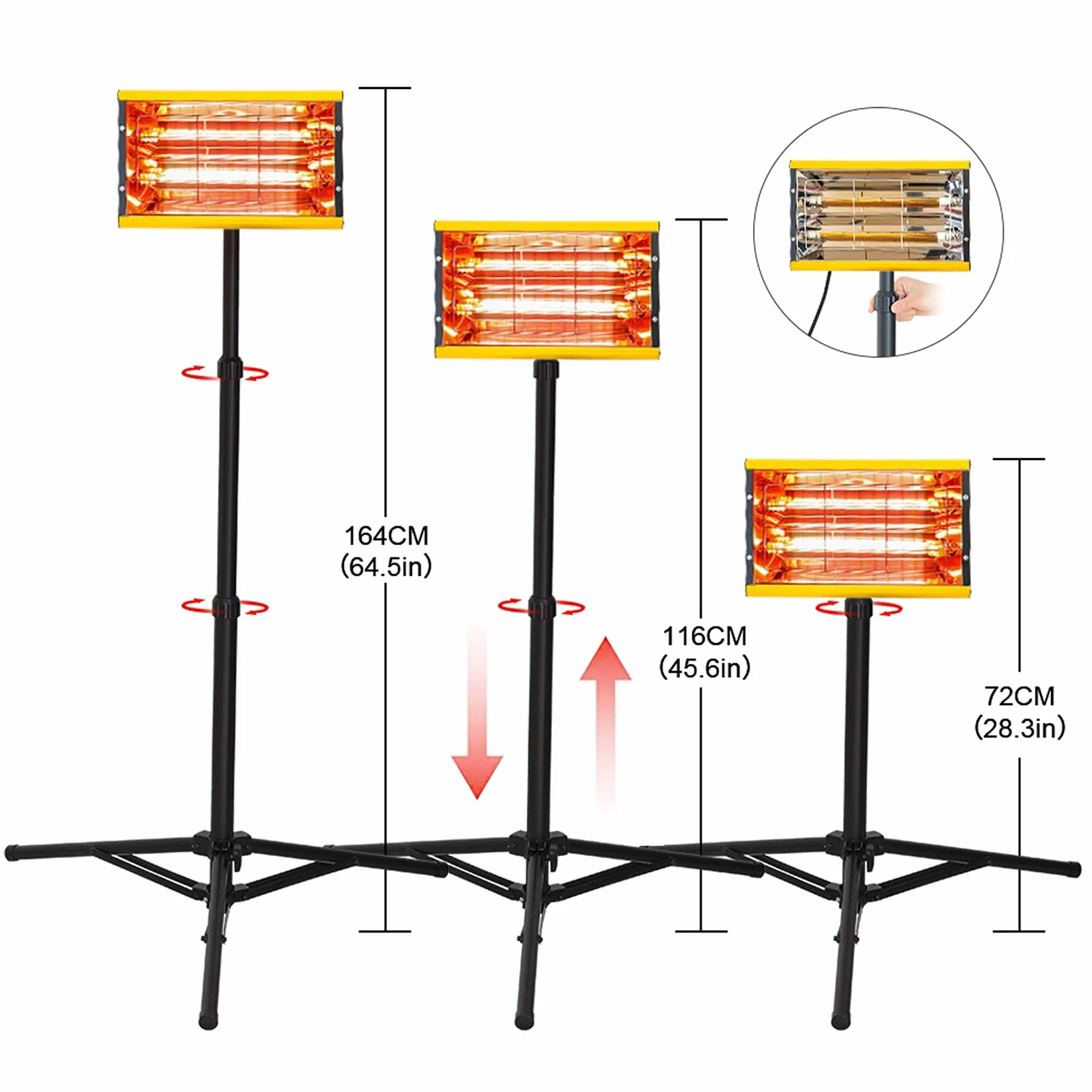 DATOUBOSS Lampada Infrarossi Carrozzeria 2000W Lampada per Asciugatura Vernice Lampada di Polimerizzazione Vernici per Asciugatura Vernice Luci per la Riparazione della Carrozzeria Strumenti