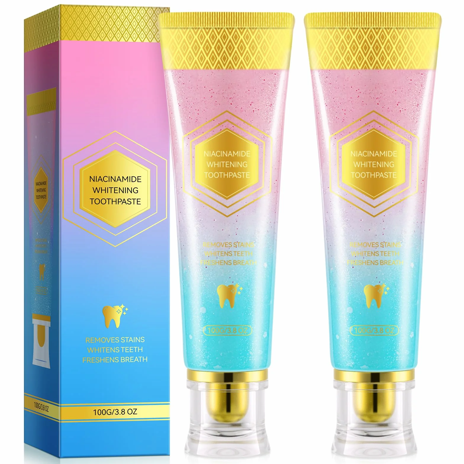 Niacinamide Whitening Toothpaste 2 Pezzi 200g Sbiancante Naturale Remove Stain