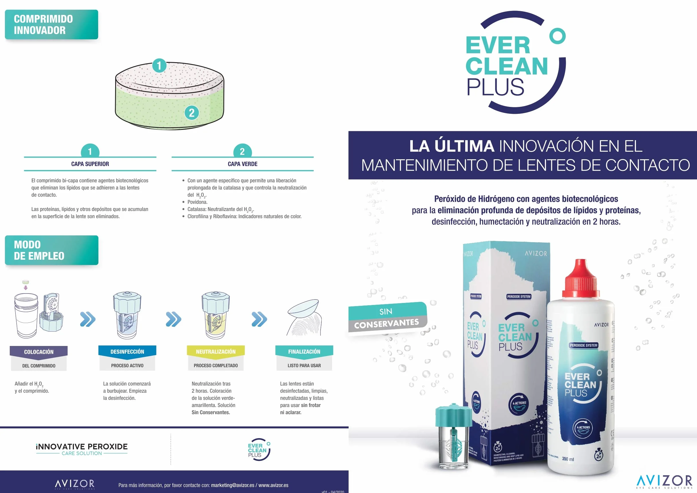 Avizor Everclean Plus 2 X 350 Ml Liquido Per Lenti A Contatto + 90 Compresse