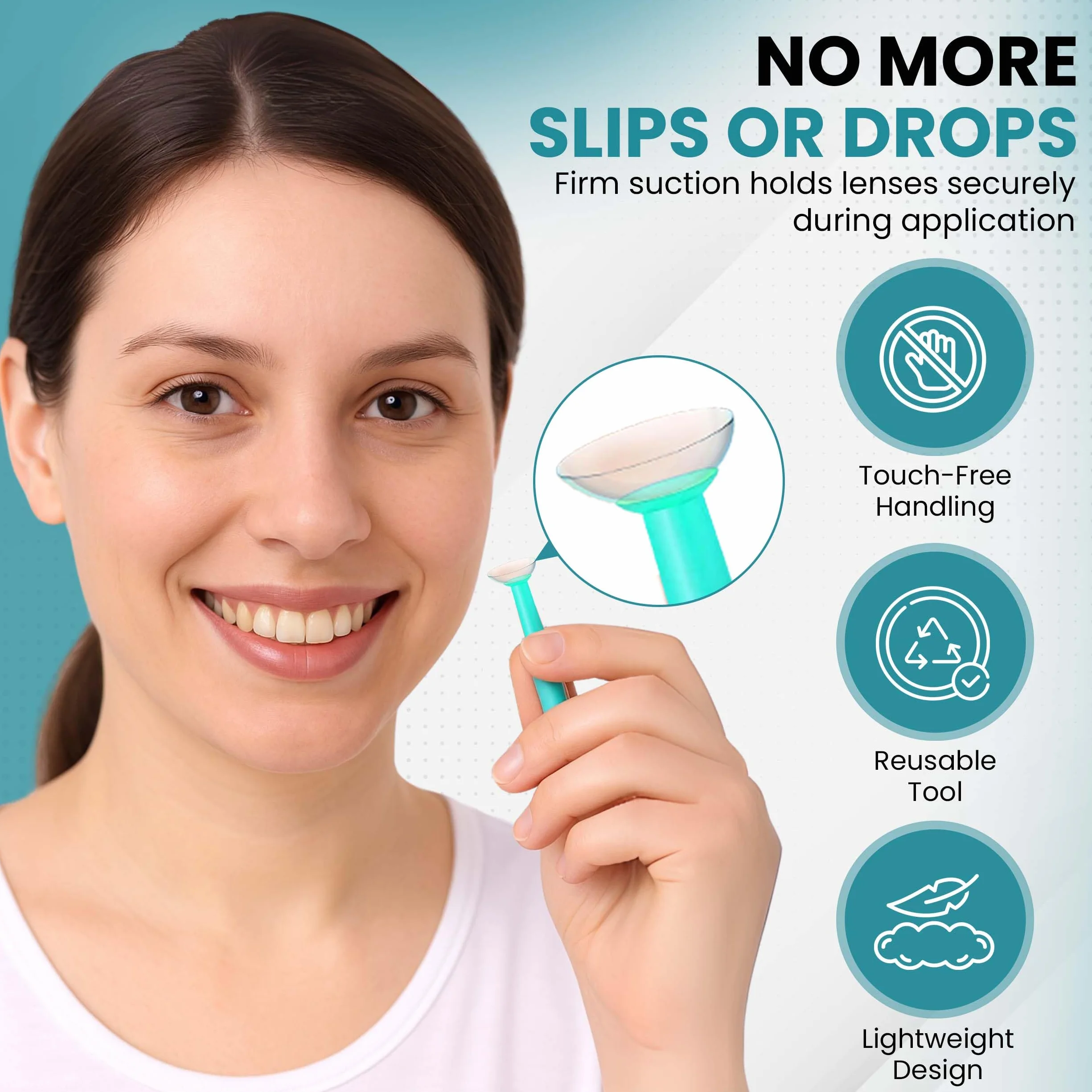 SPORTS WORLD VISION Strumento Applicatore e Rimuovi Lenti a Contatto con Custodia 1Pz Inseritore Lenti Silicone Verde Supporto Ventosa
