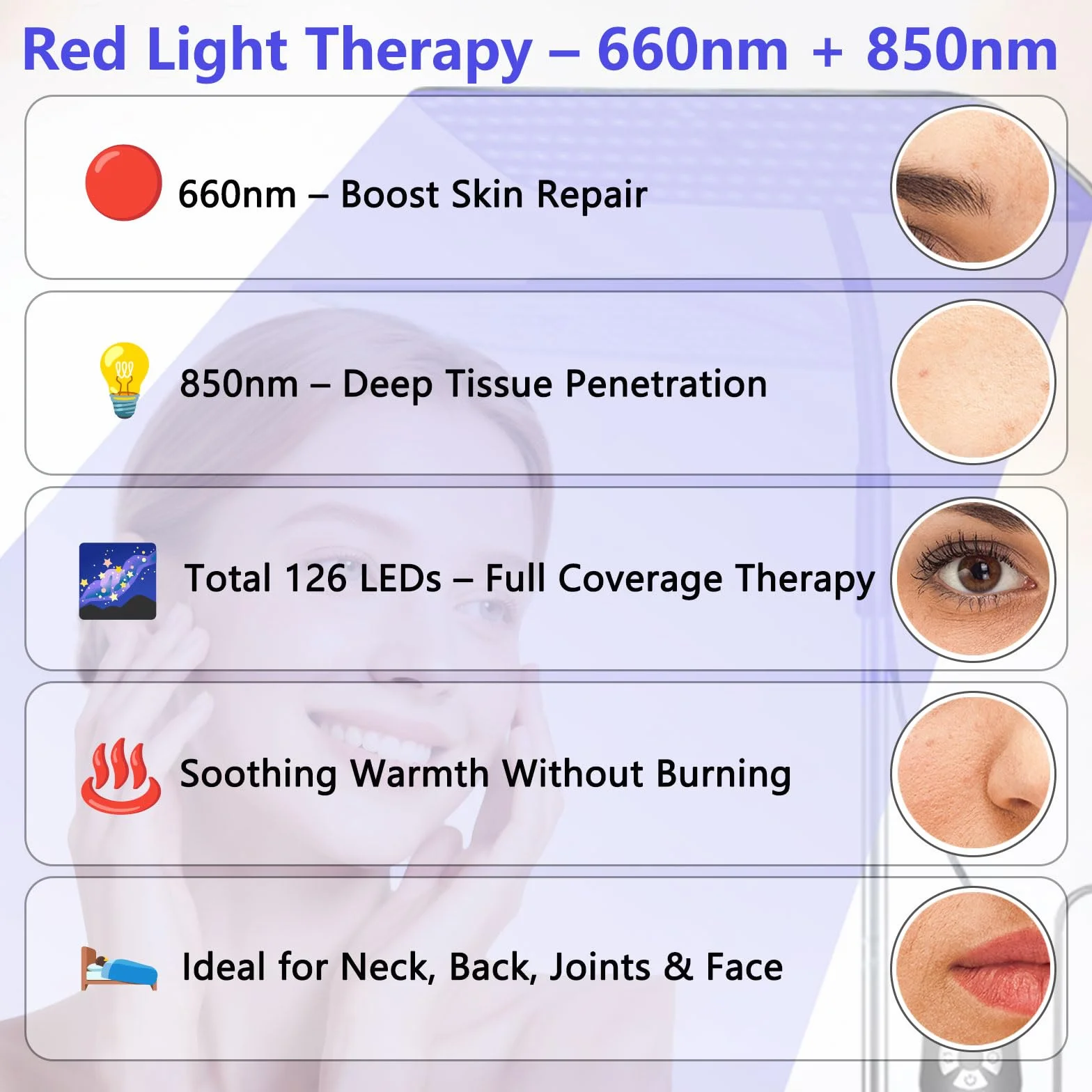 Solarium casa abbronzante viso 660+850nm lampada solarium 240 LED altezza regolabile inclinazione 3 modalità 5 livelli luminosità timer portatile viso corpo